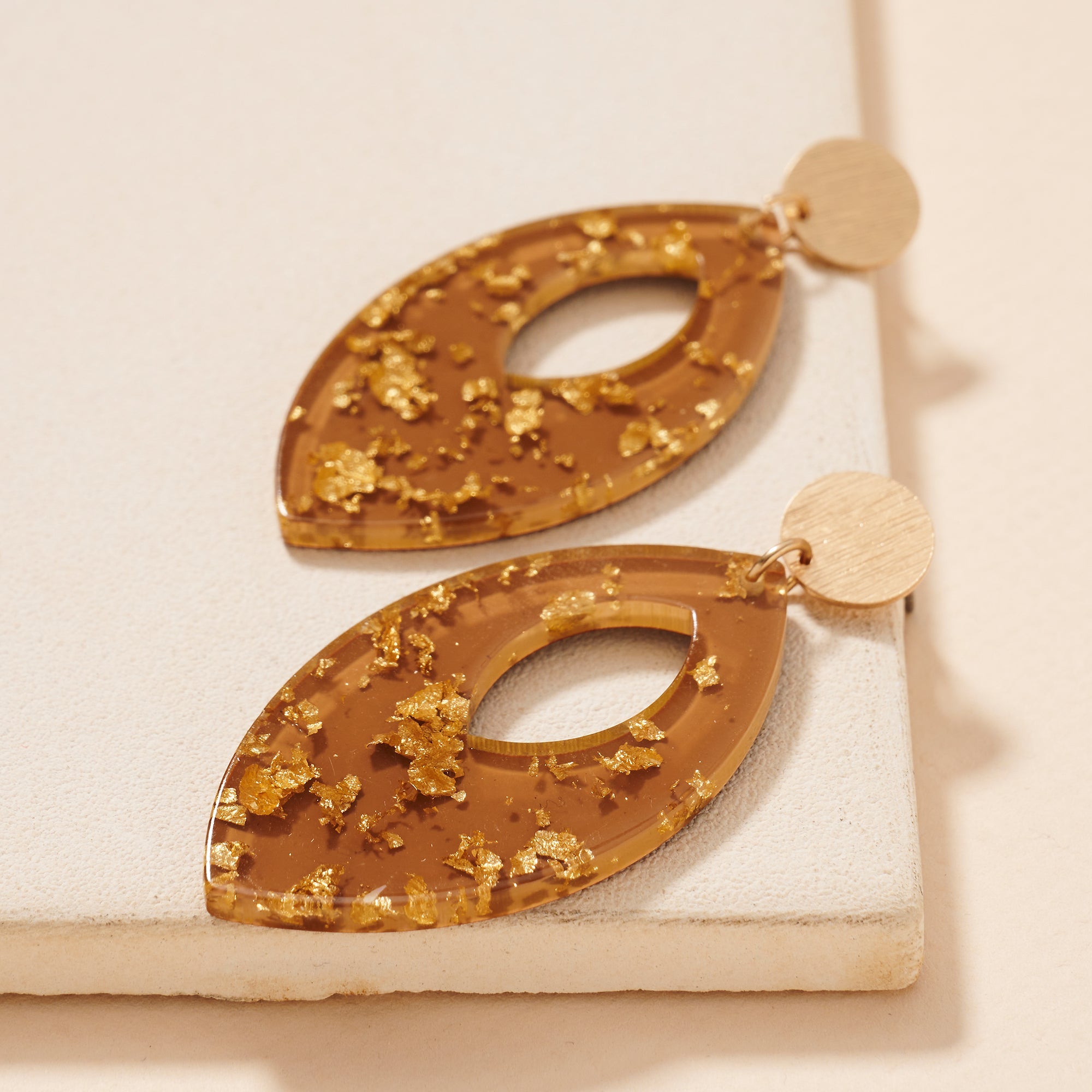Flake Leaf Cut Out Dangle Earrings