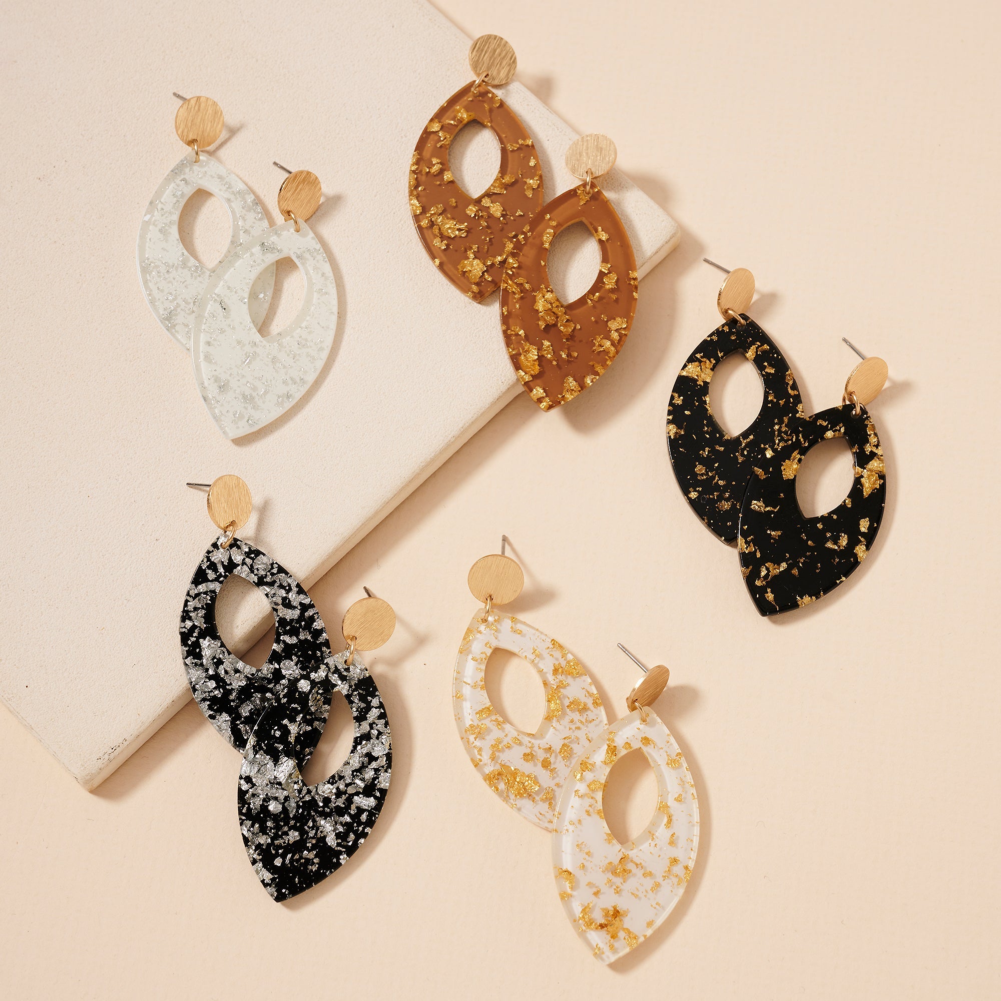 Flake Leaf Cut Out Dangle Earrings