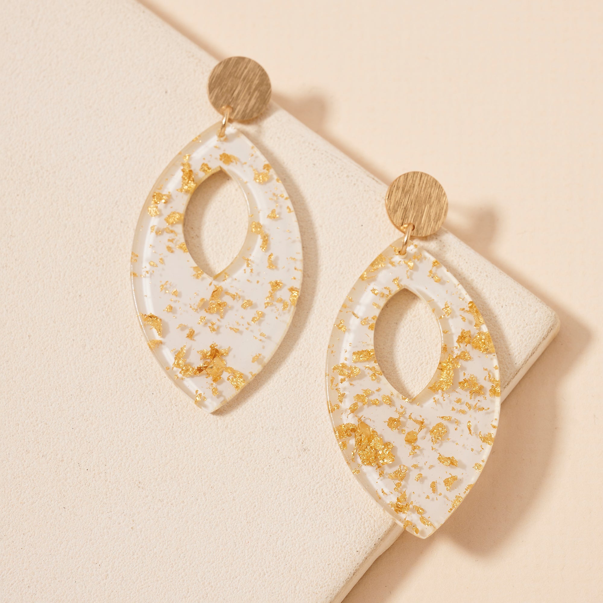 Flake Leaf Cut Out Dangle Earrings