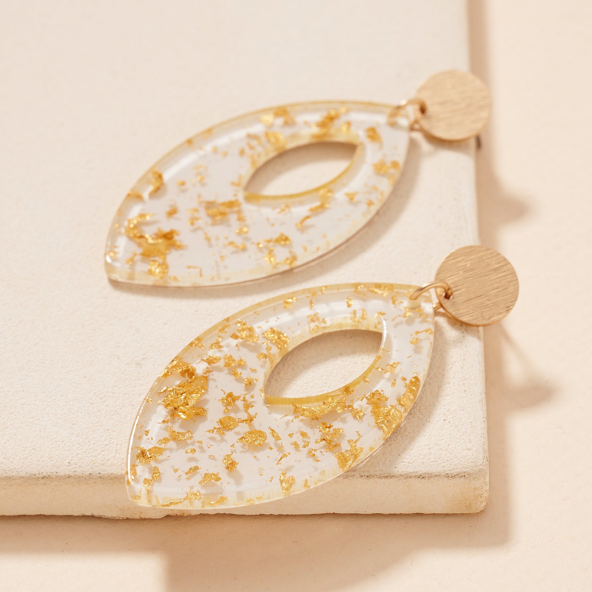 Flake Leaf Cut Out Dangle Earrings