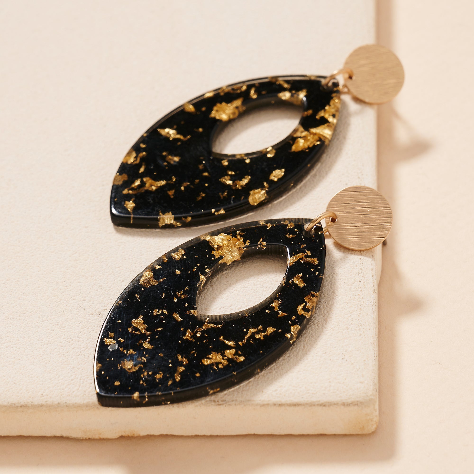 Flake Leaf Cut Out Dangle Earrings