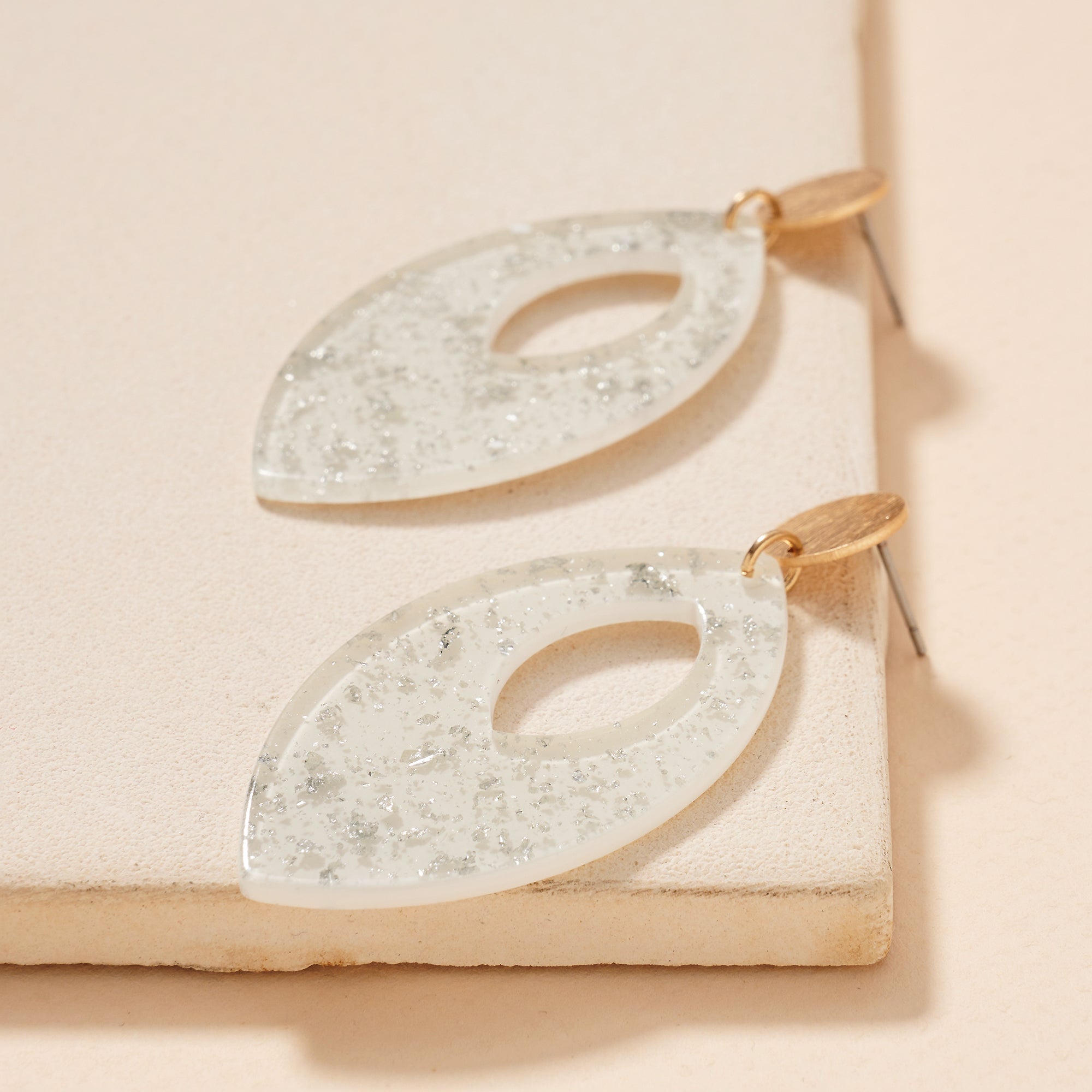 Flake Leaf Cut Out Dangle Earrings