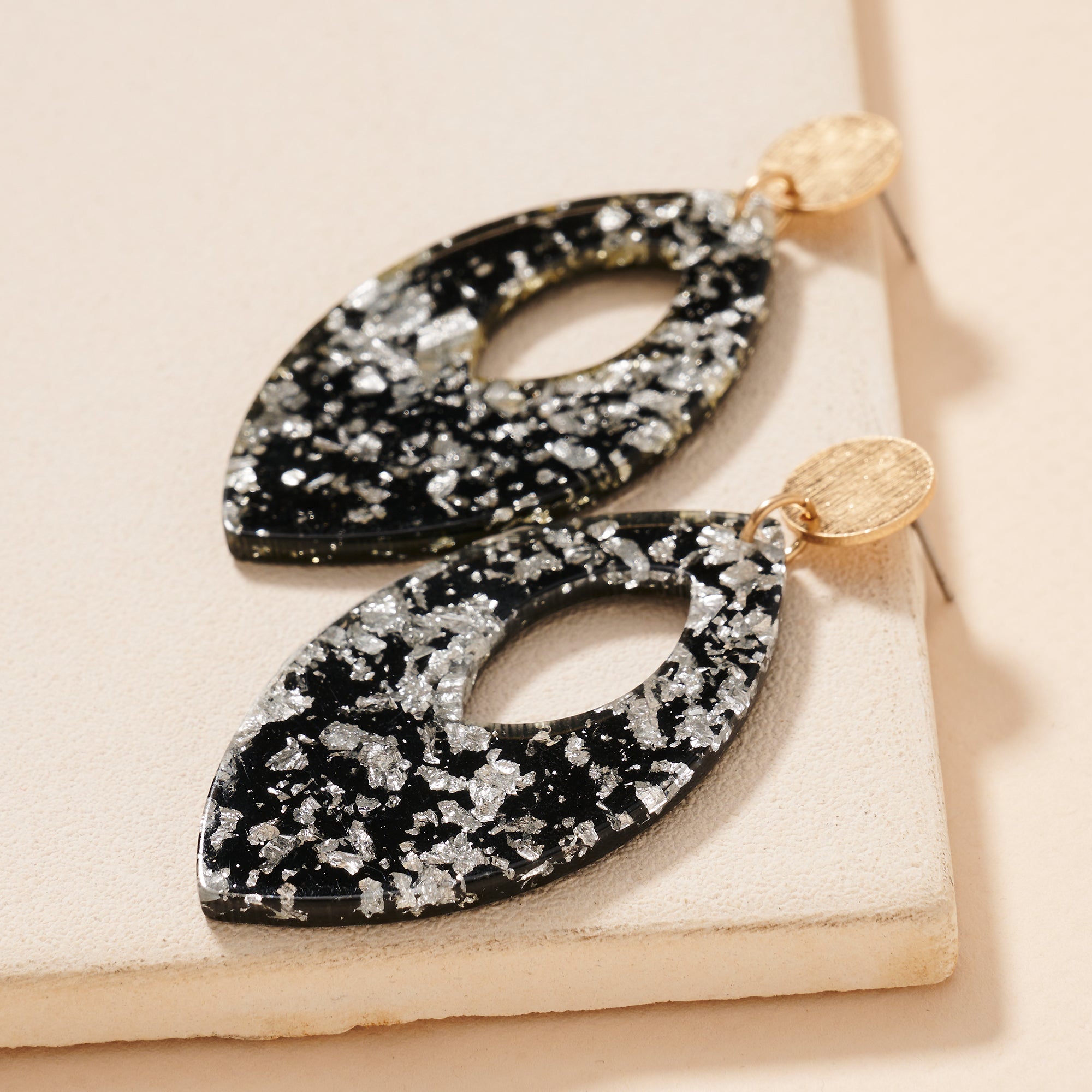 Flake Leaf Cut Out Dangle Earrings