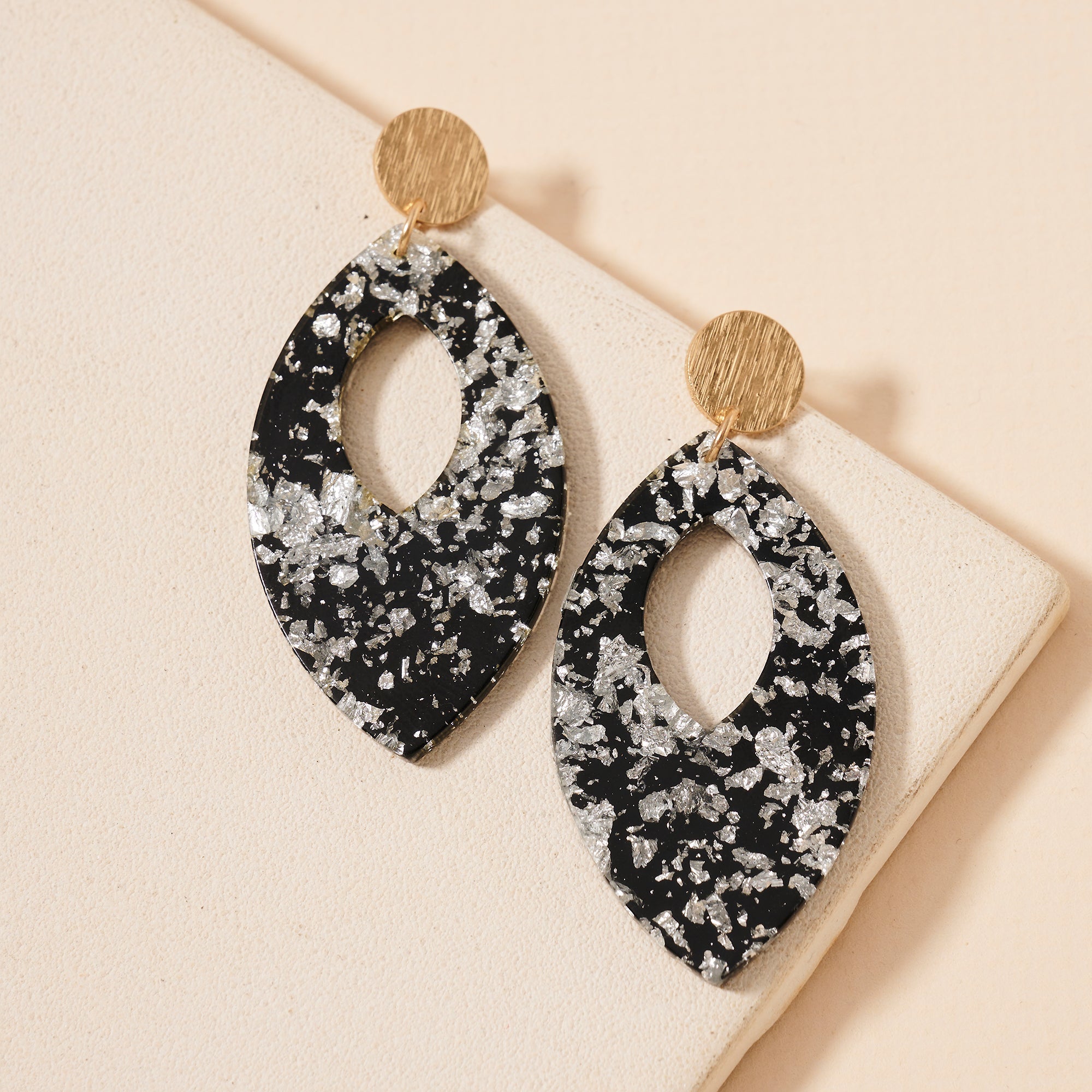 Flake Leaf Cut Out Dangle Earrings