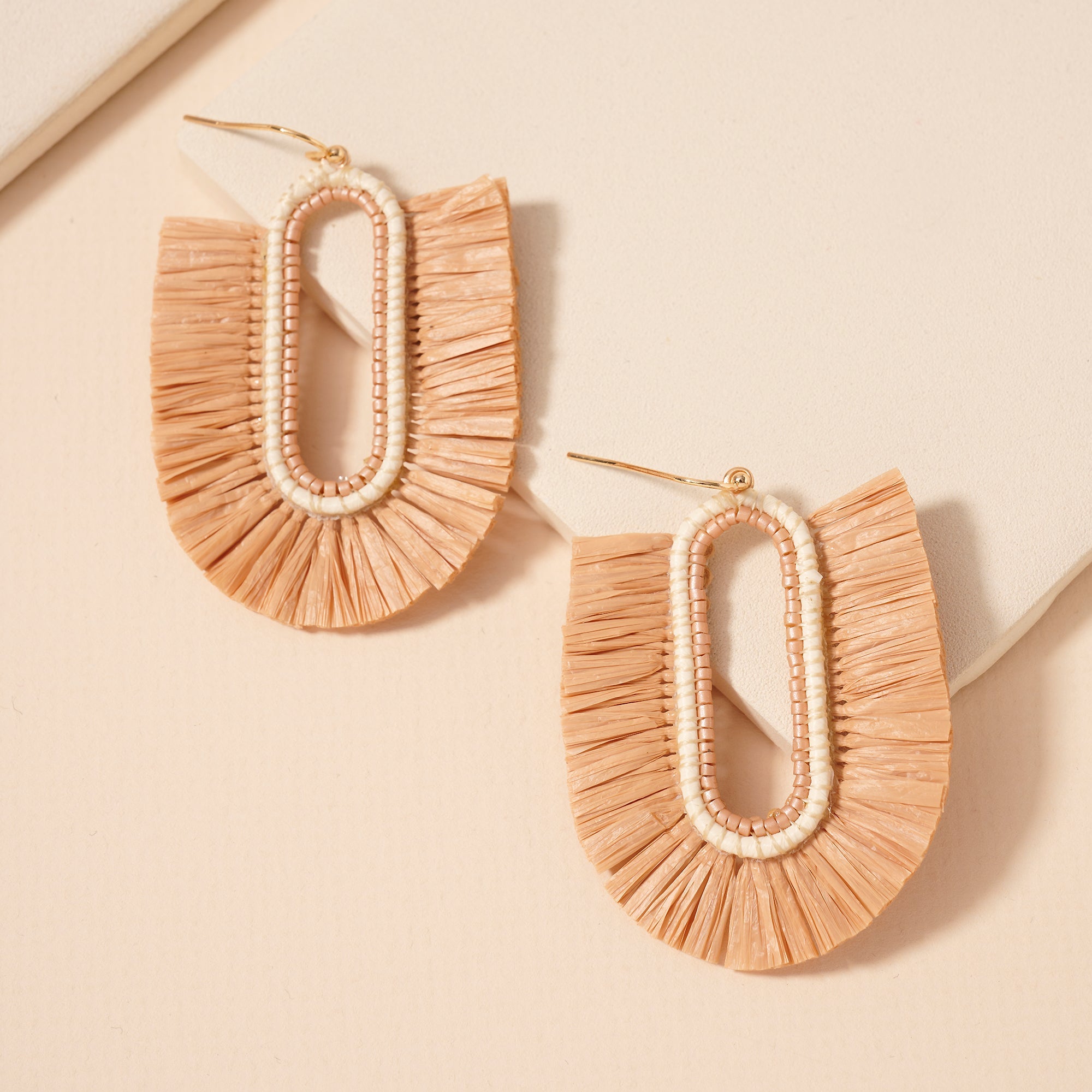 Raffia Fringe Dangle Earrings