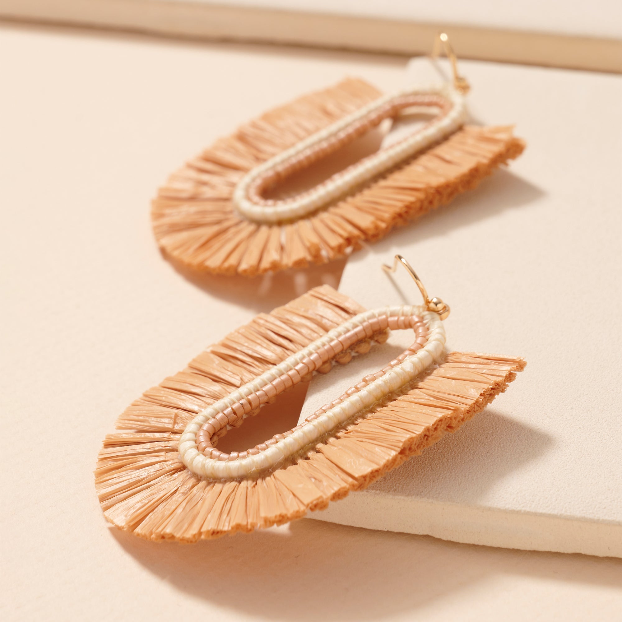 Raffia Fringe Dangle Earrings