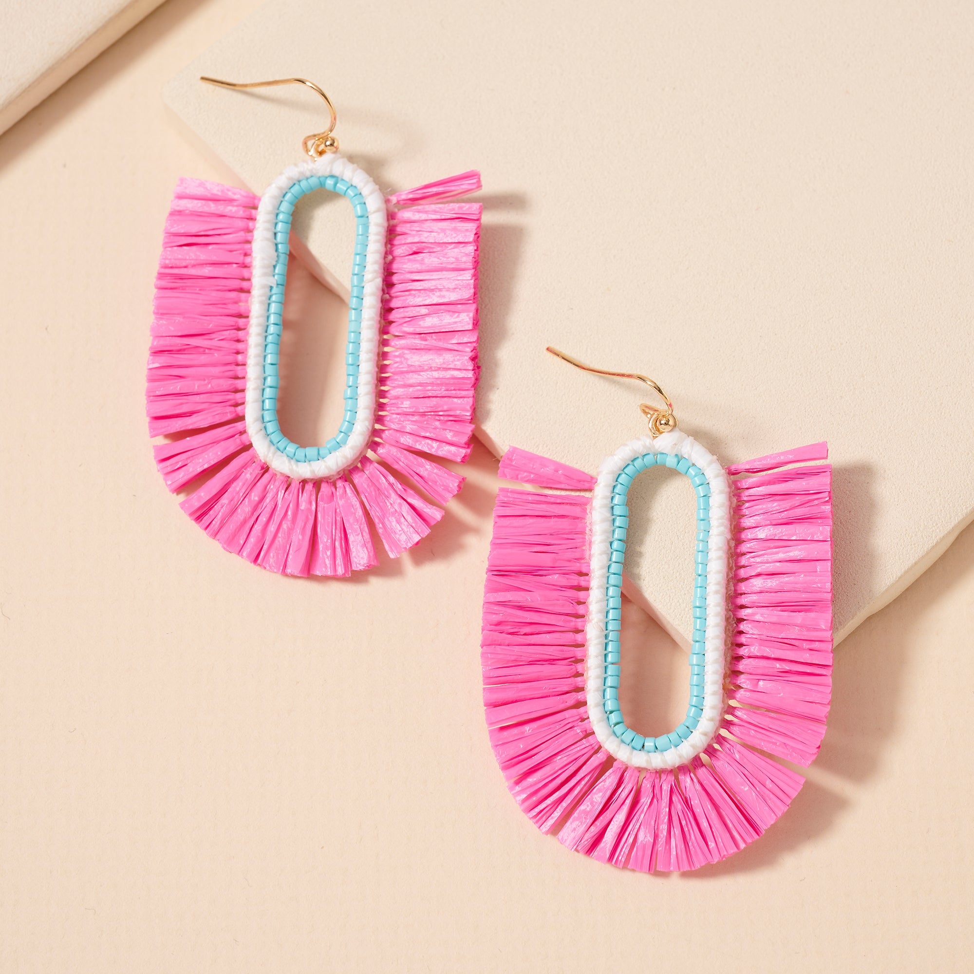 Raffia Fringe Dangle Earrings