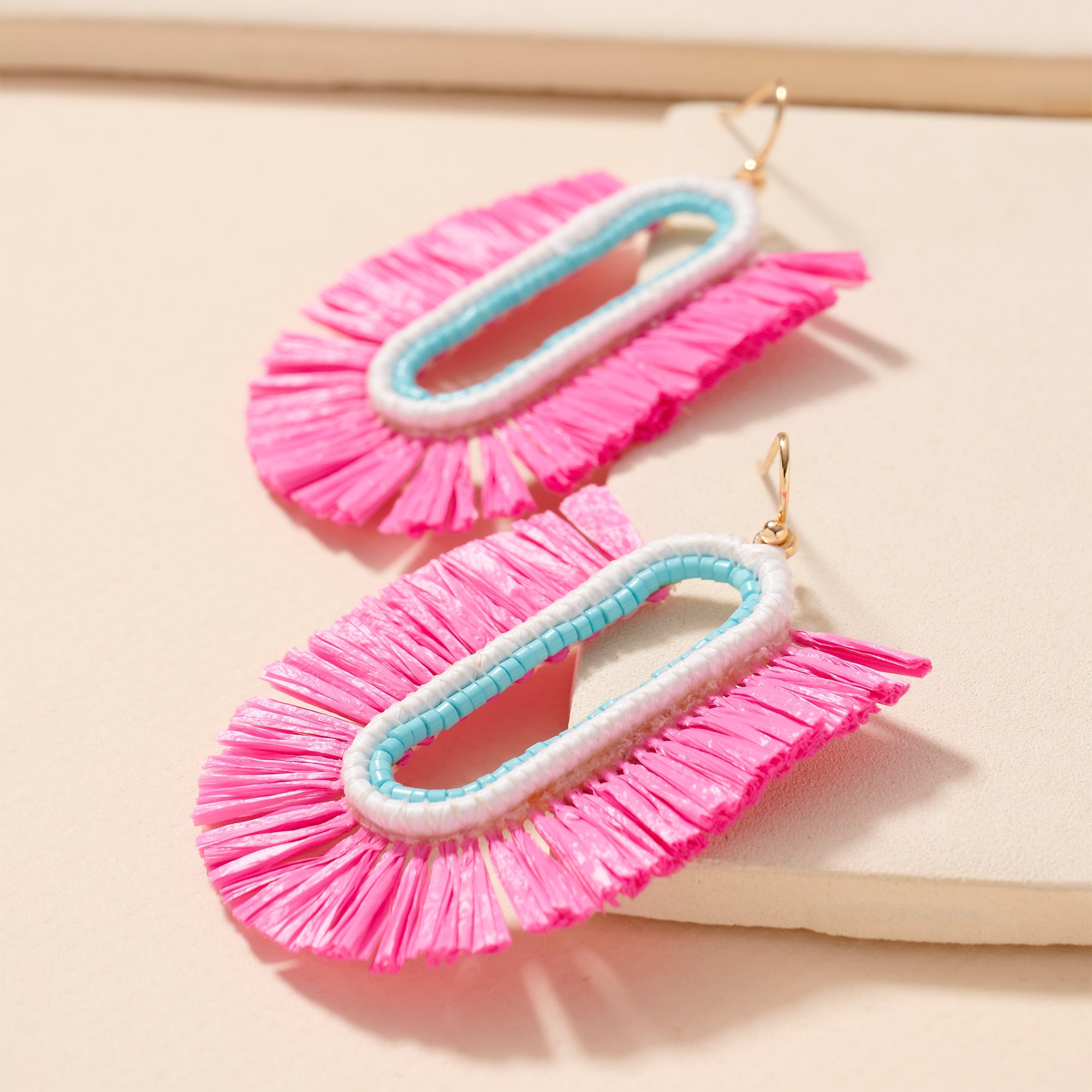 Raffia Fringe Dangle Earrings