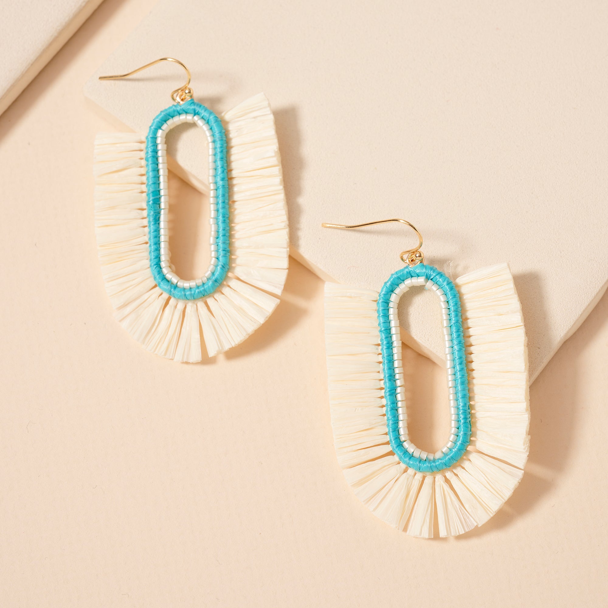 Raffia Fringe Dangle Earrings
