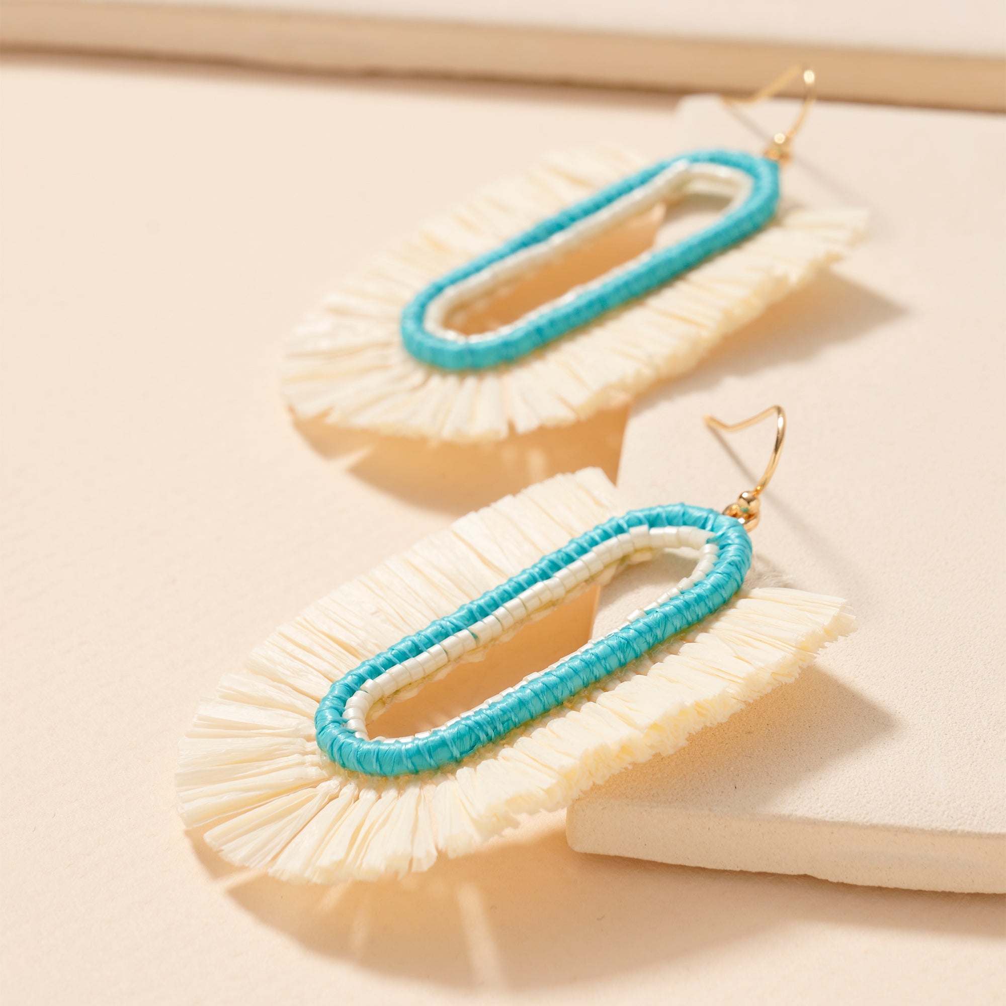 Raffia Fringe Dangle Earrings