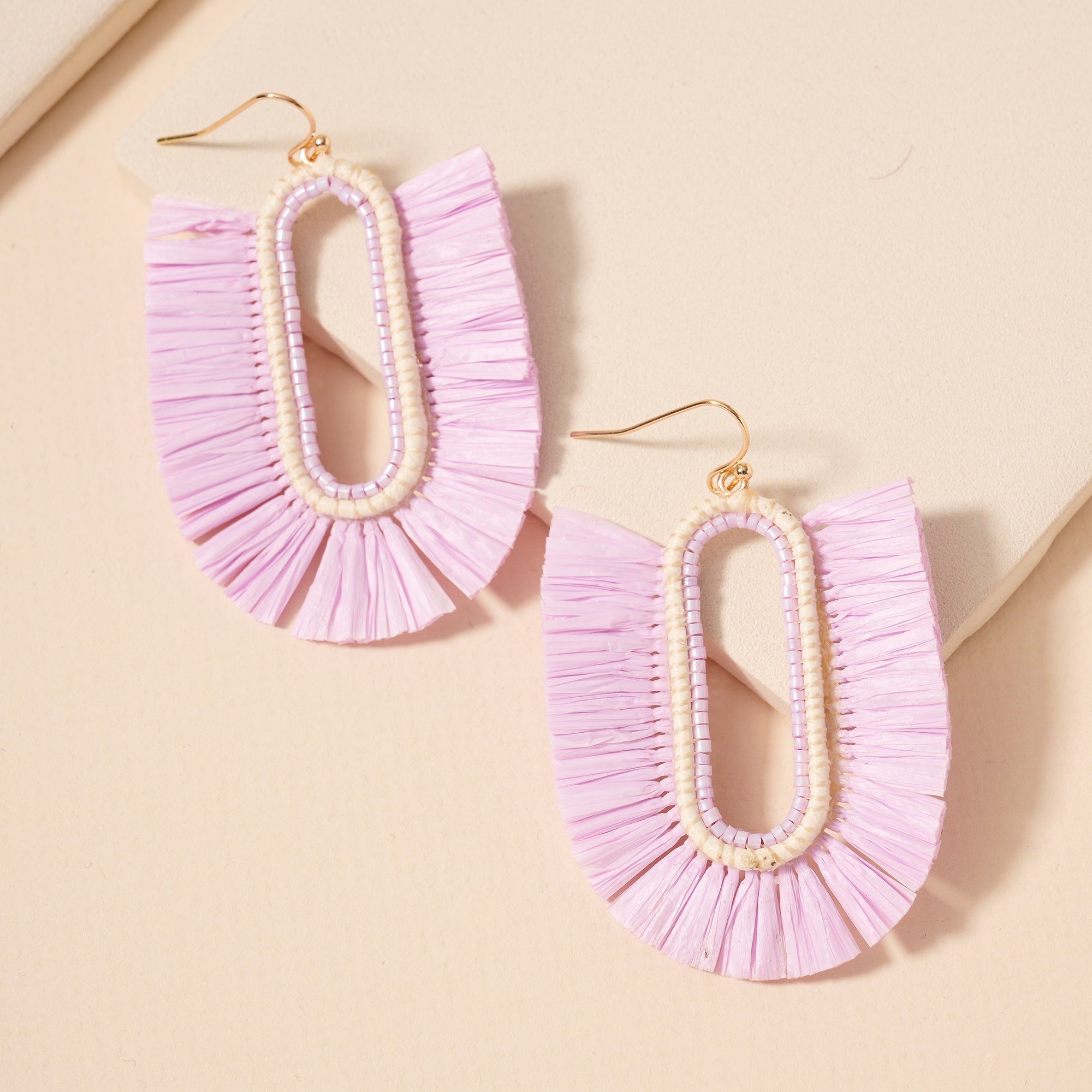 Raffia Fringe Dangle Earrings