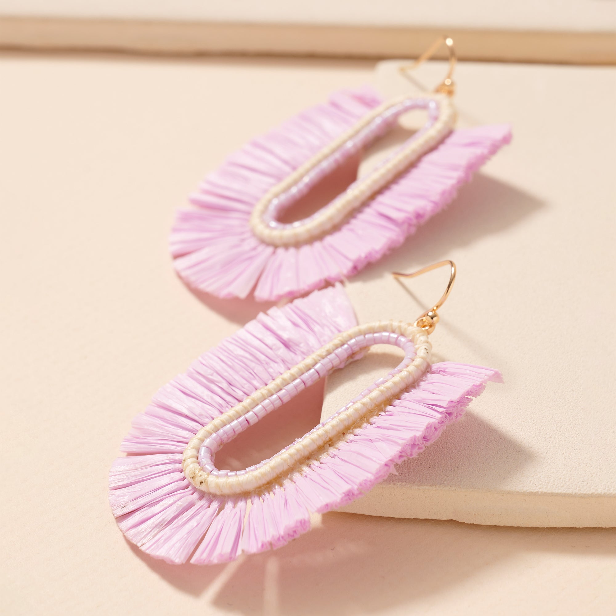 Raffia Fringe Dangle Earrings
