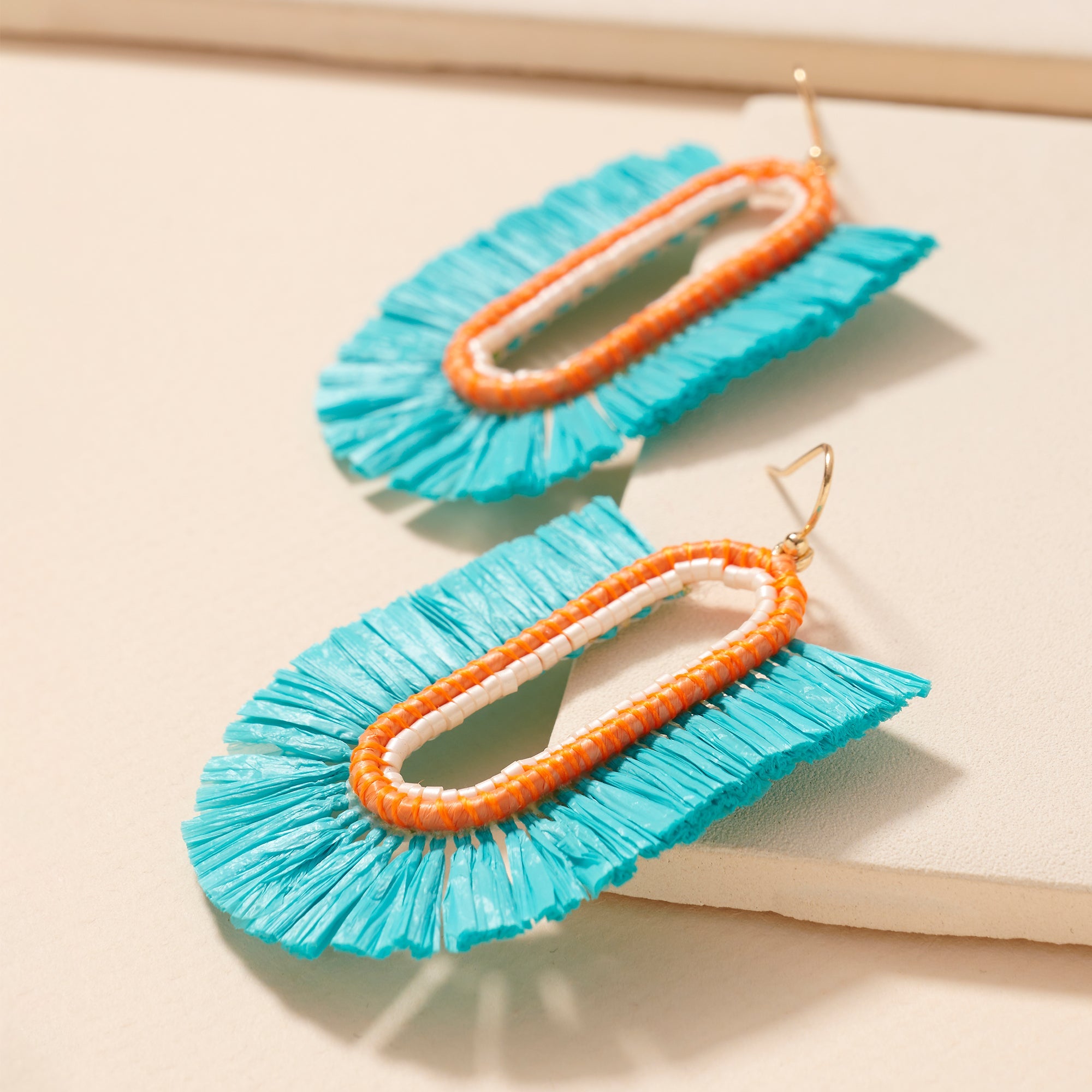 Raffia Fringe Dangle Earrings