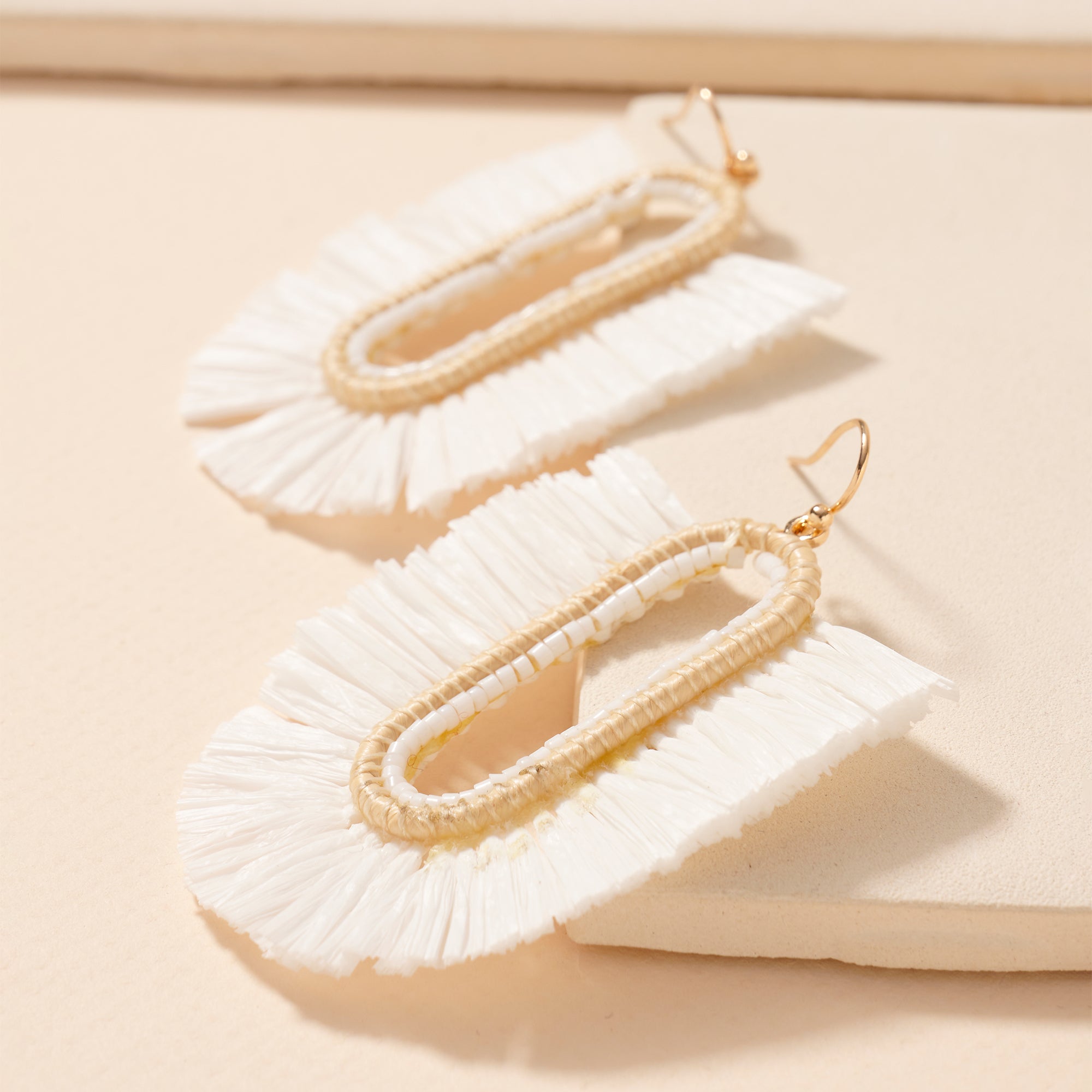 Raffia Fringe Dangle Earrings