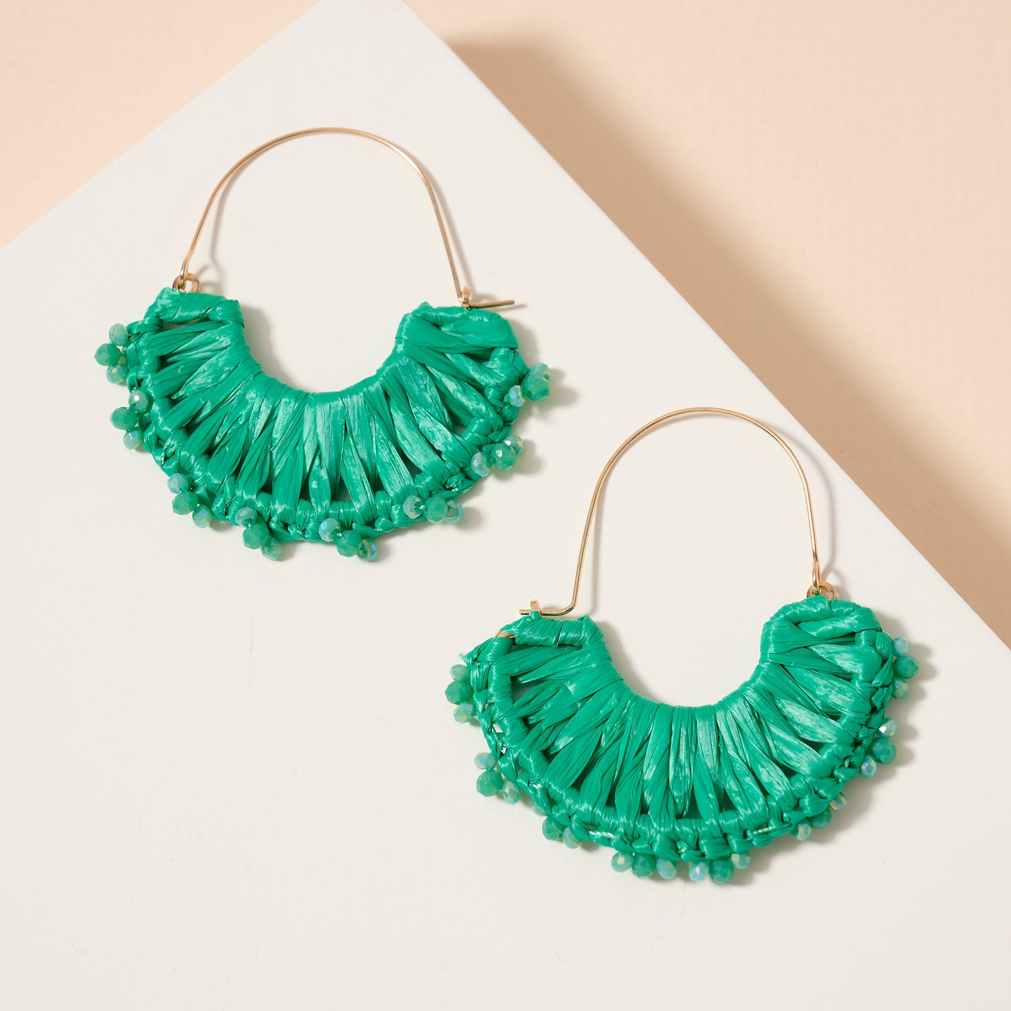 Raffia Fringe Dangle Earrings
