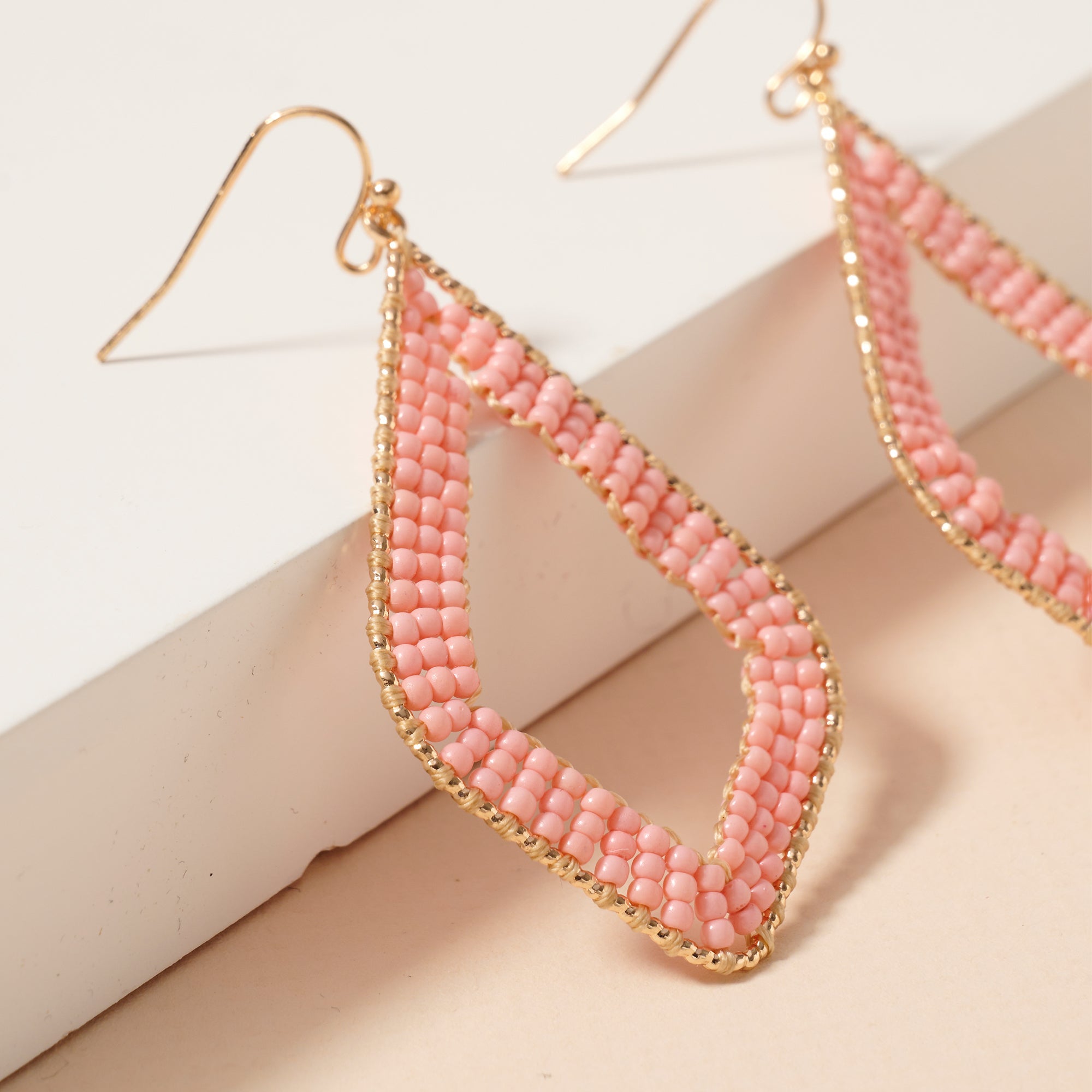 Rhombus Beaded Dangle Earrings