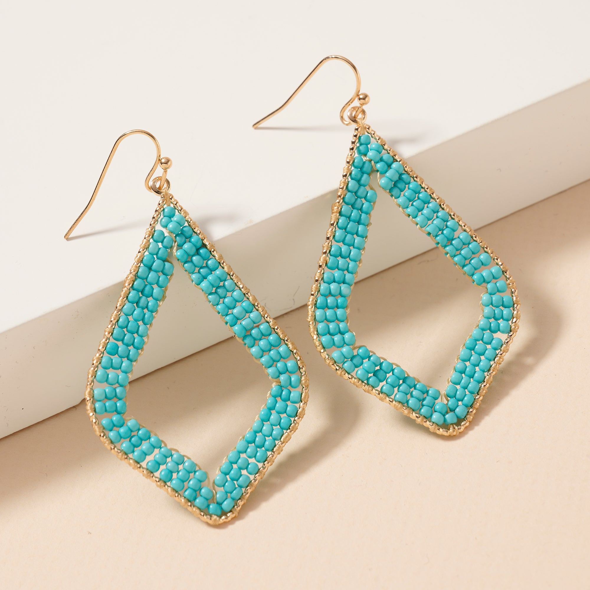 Rhombus Beaded Dangle Earrings