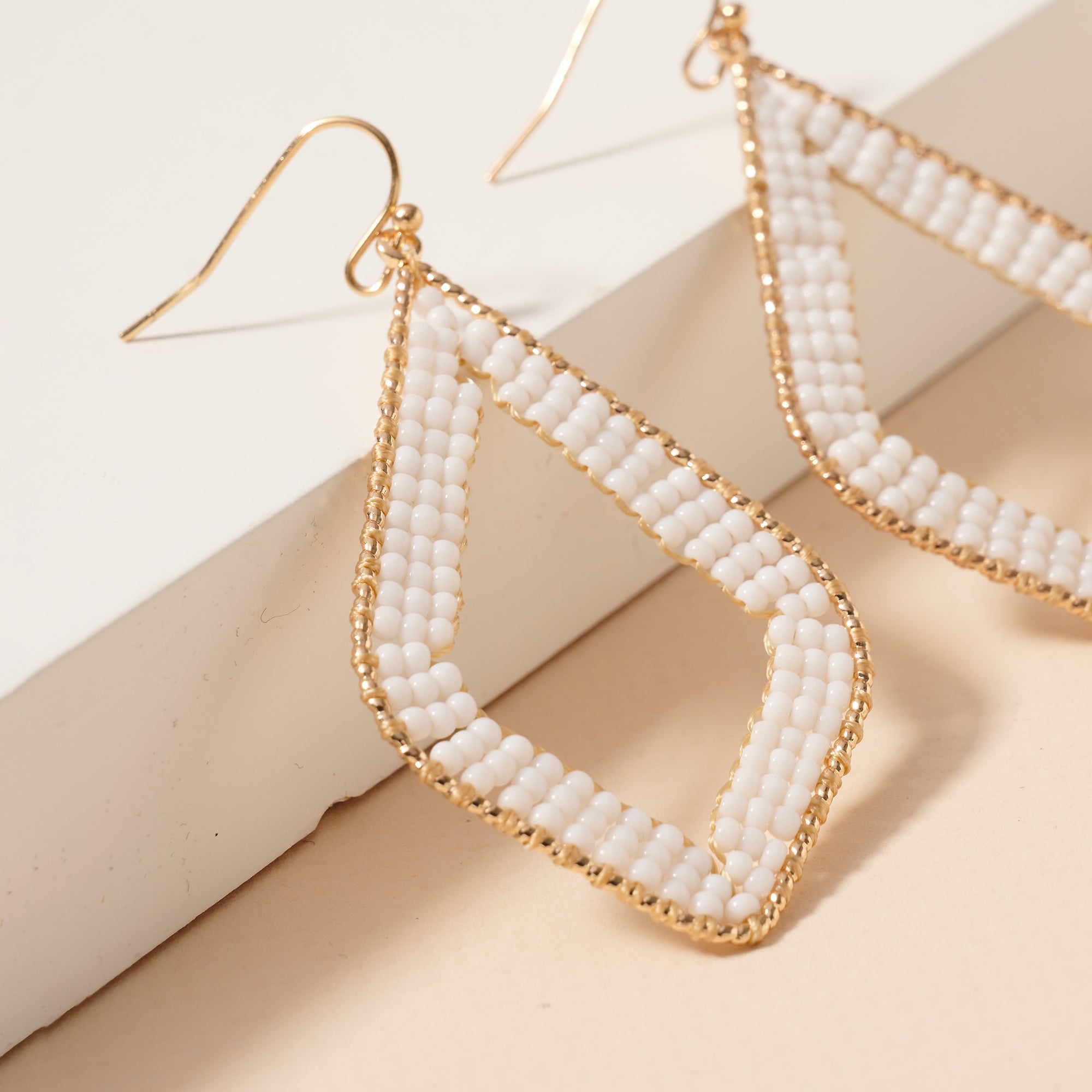 Rhombus Beaded Dangle Earrings