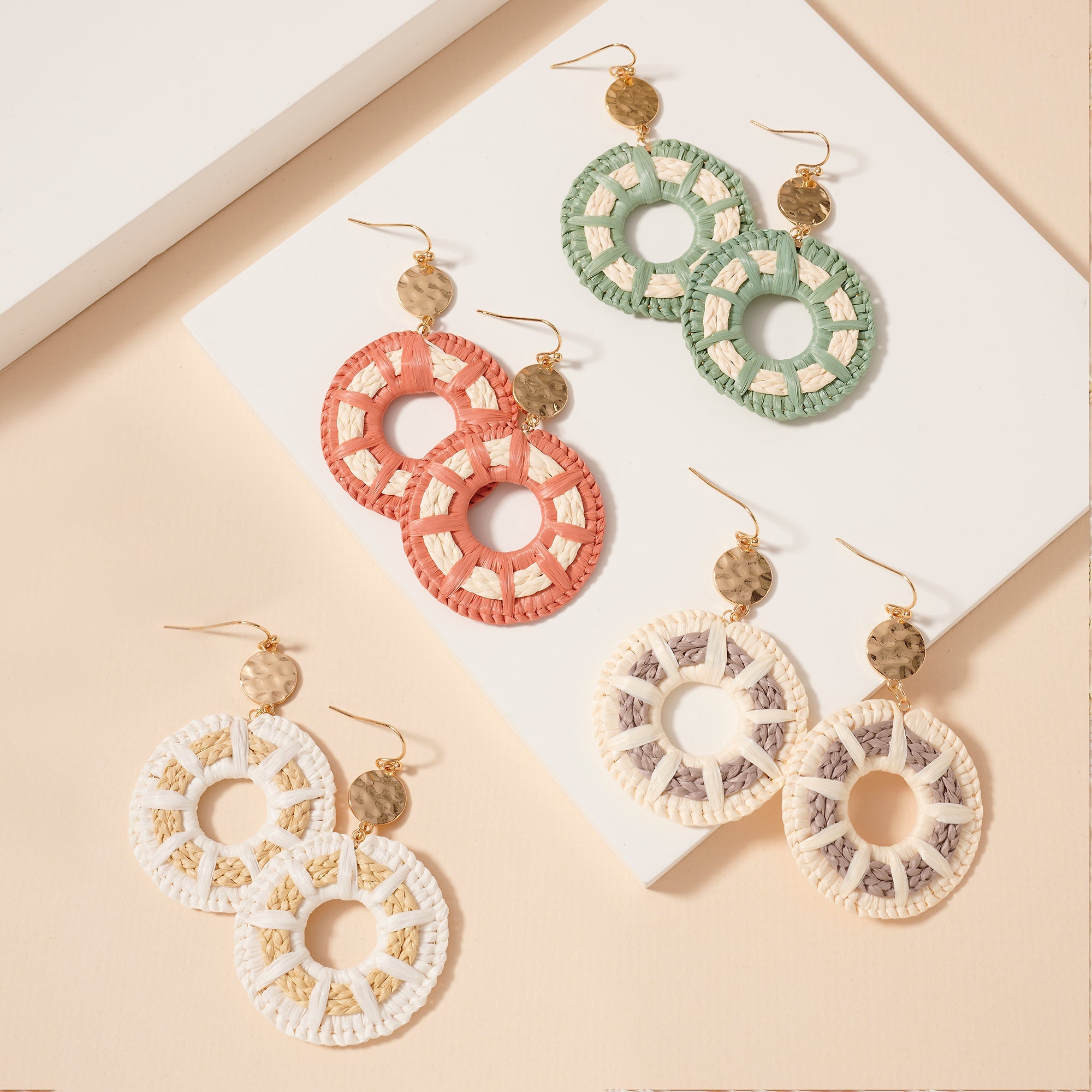 Raffia Circle Dangle Earrings