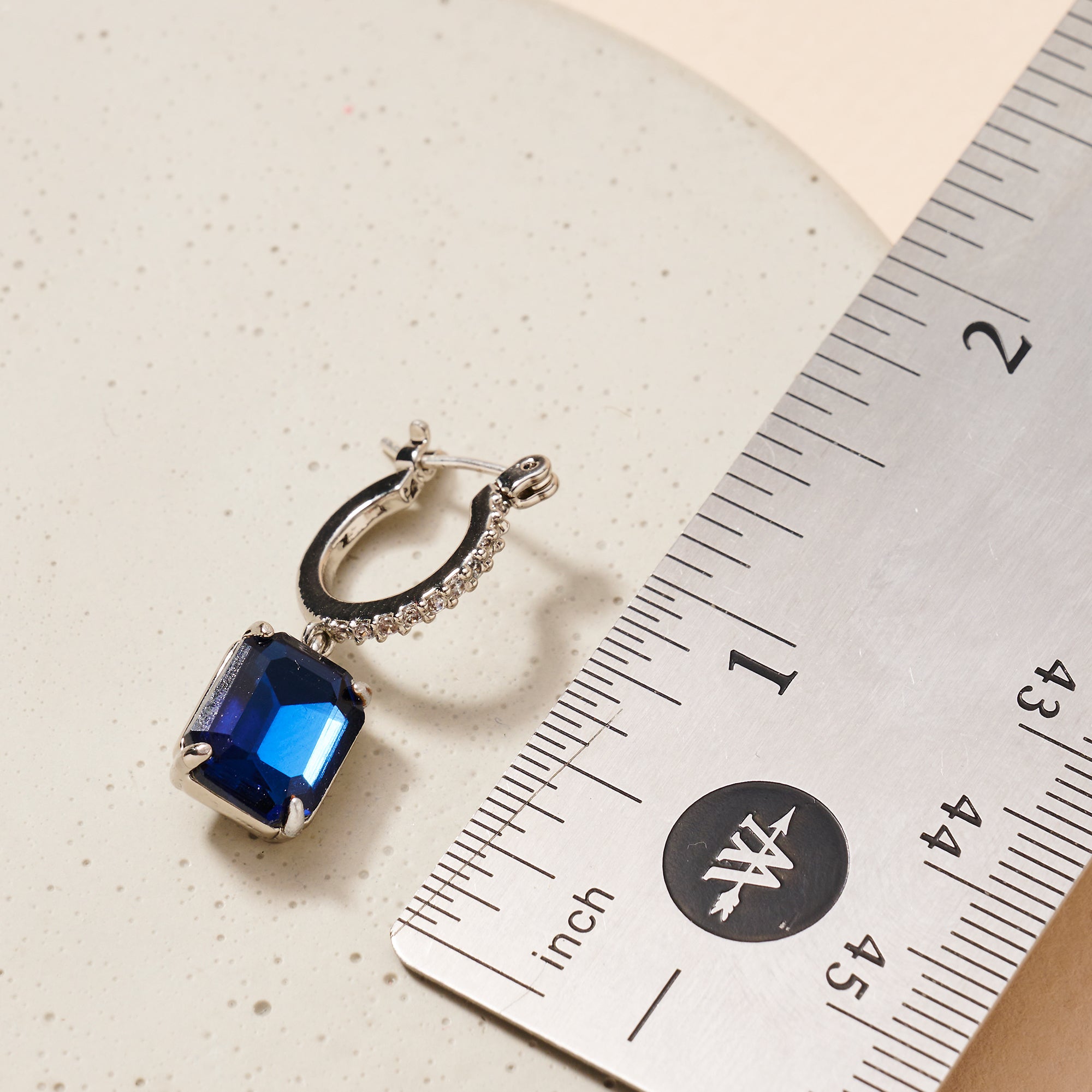 Square Gemstone Dangling Huggie Earrings