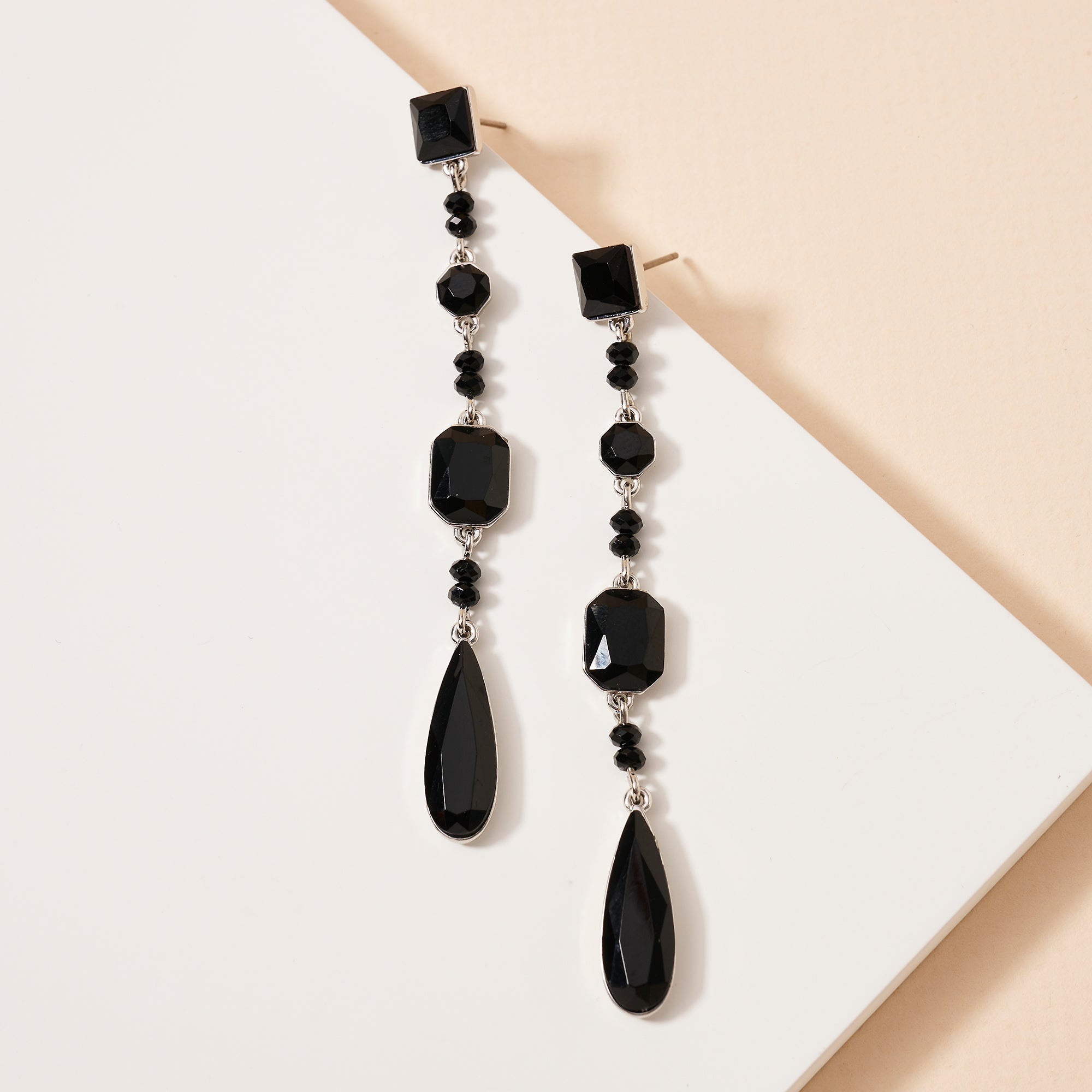 Long Elegant Gemstone Dangle Earrings
