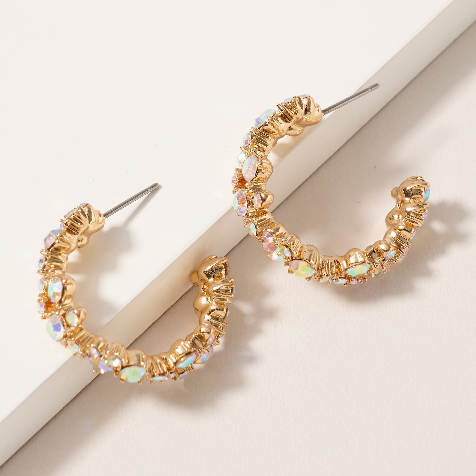 Rhinestones Open Hoop Earrings
