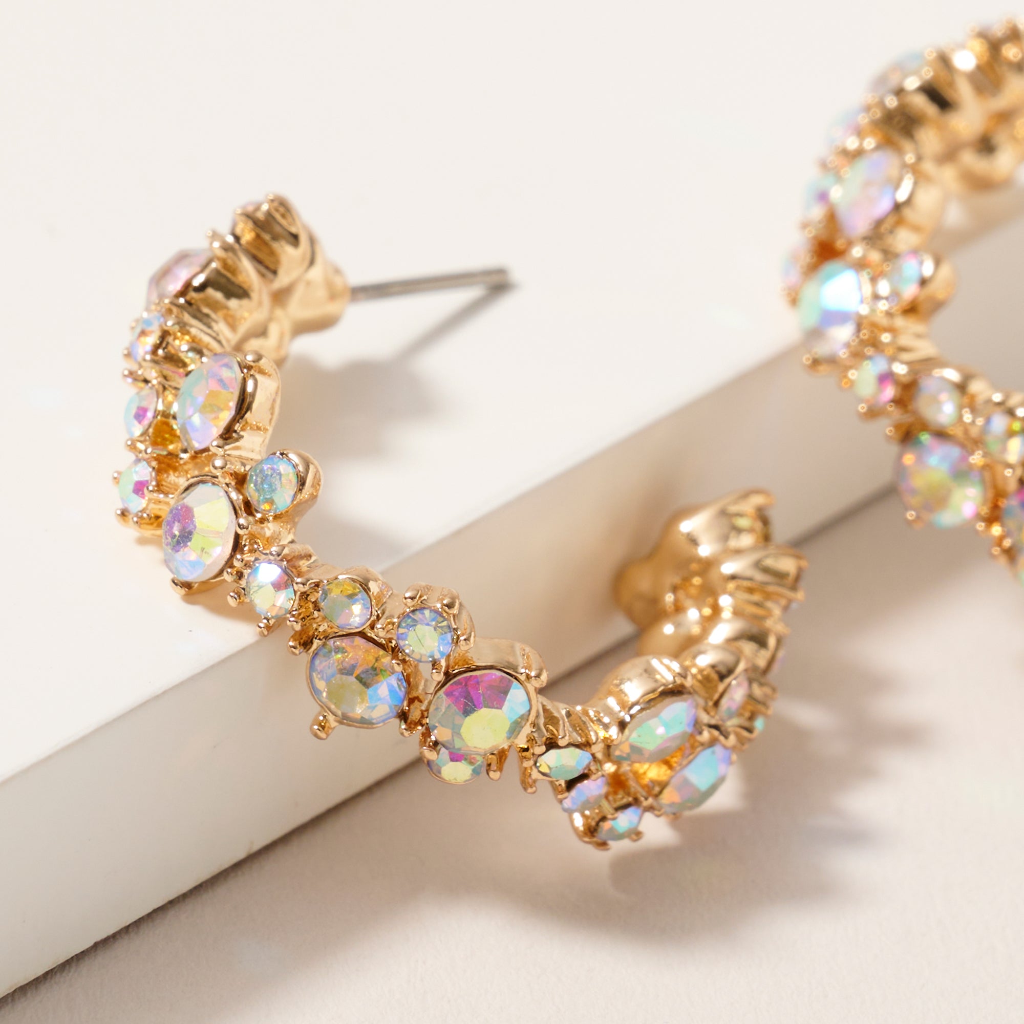 Rhinestones Open Hoop Earrings