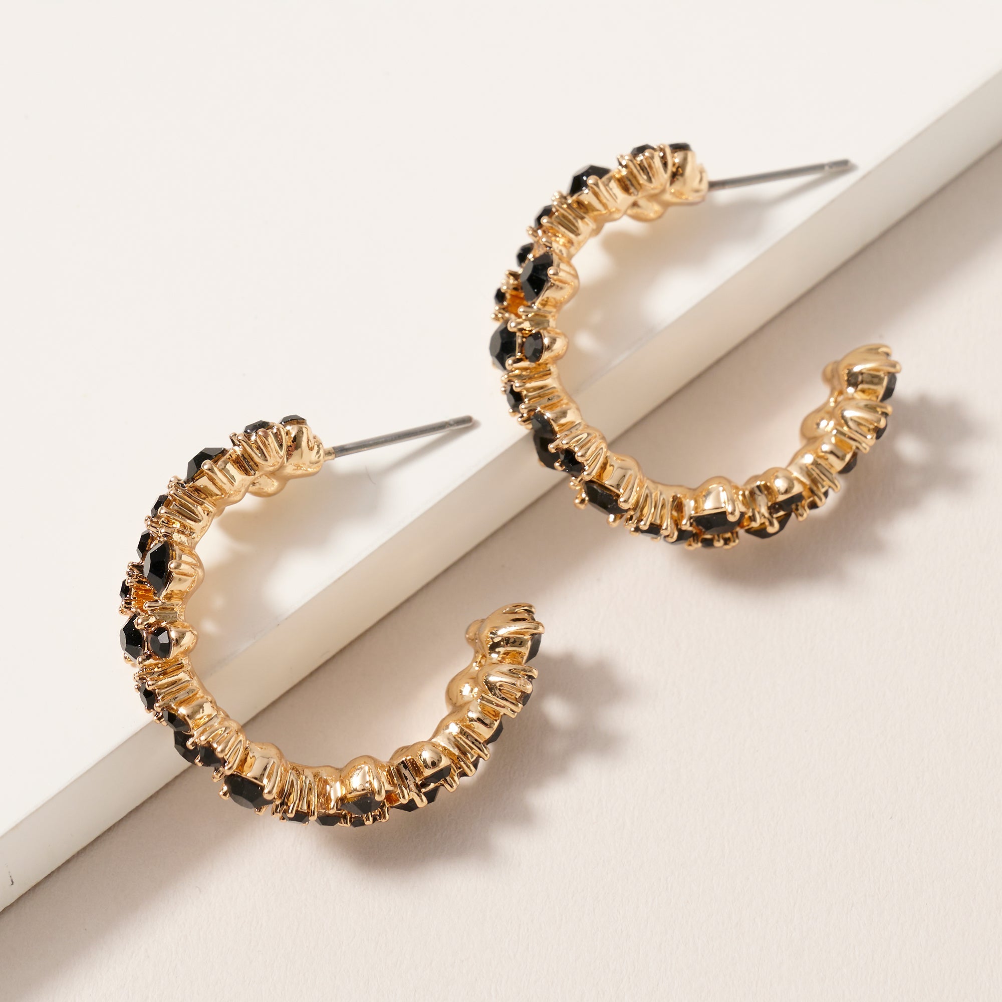 Rhinestones Open Hoop Earrings