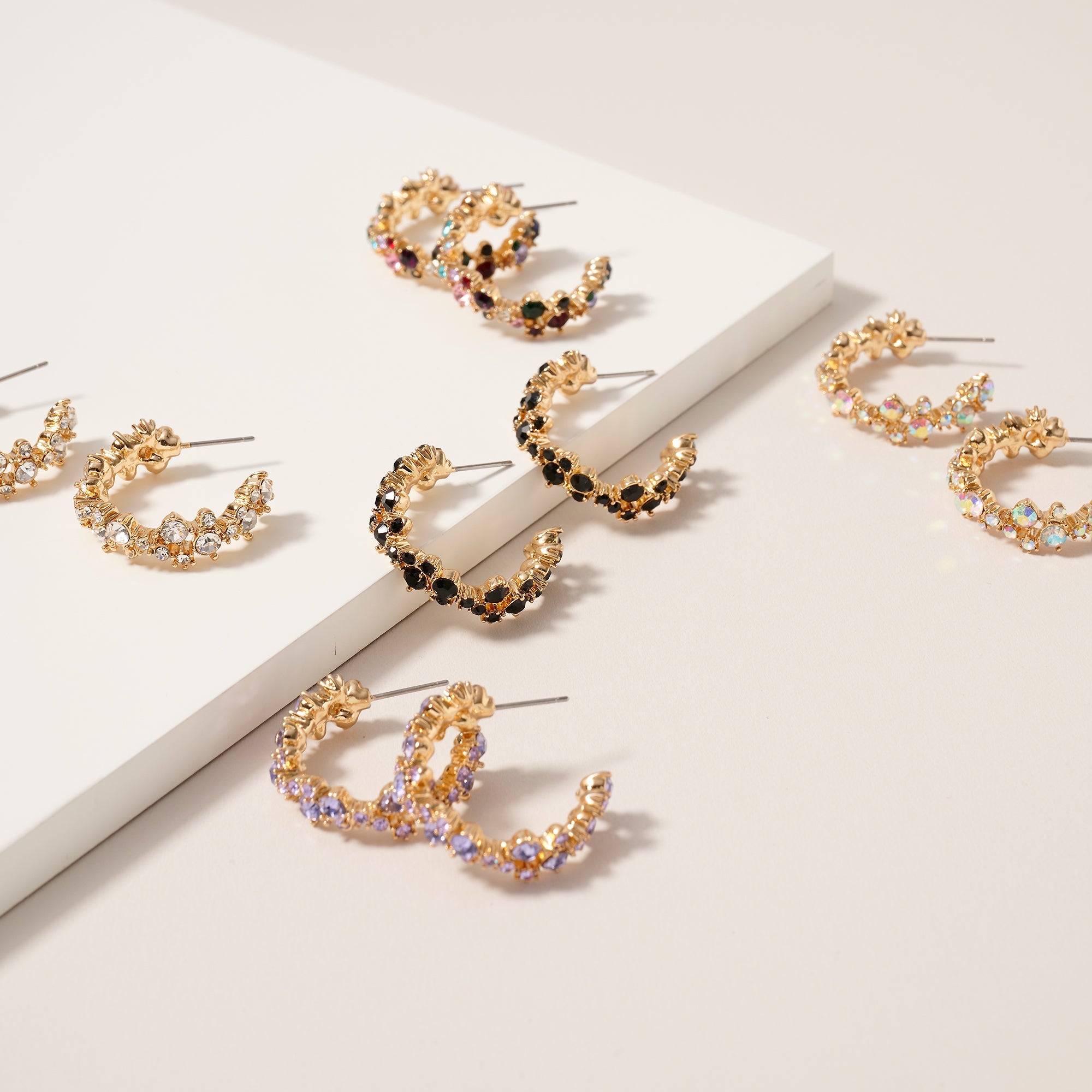 Rhinestones Open Hoop Earrings
