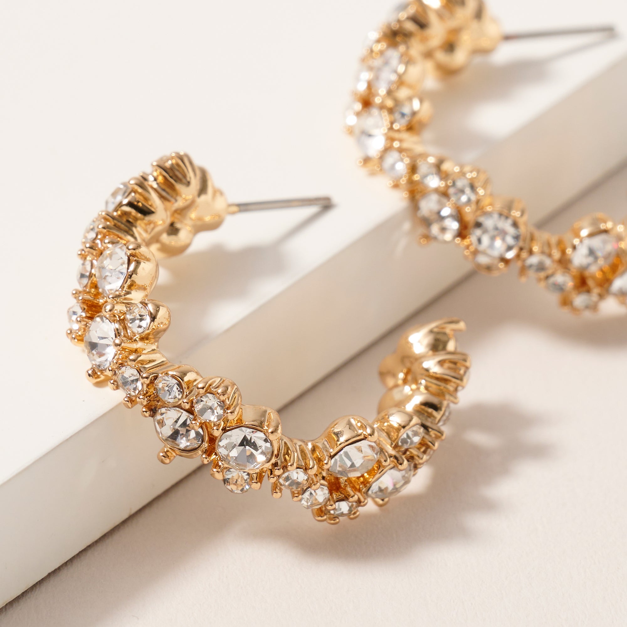 Rhinestones Open Hoop Earrings