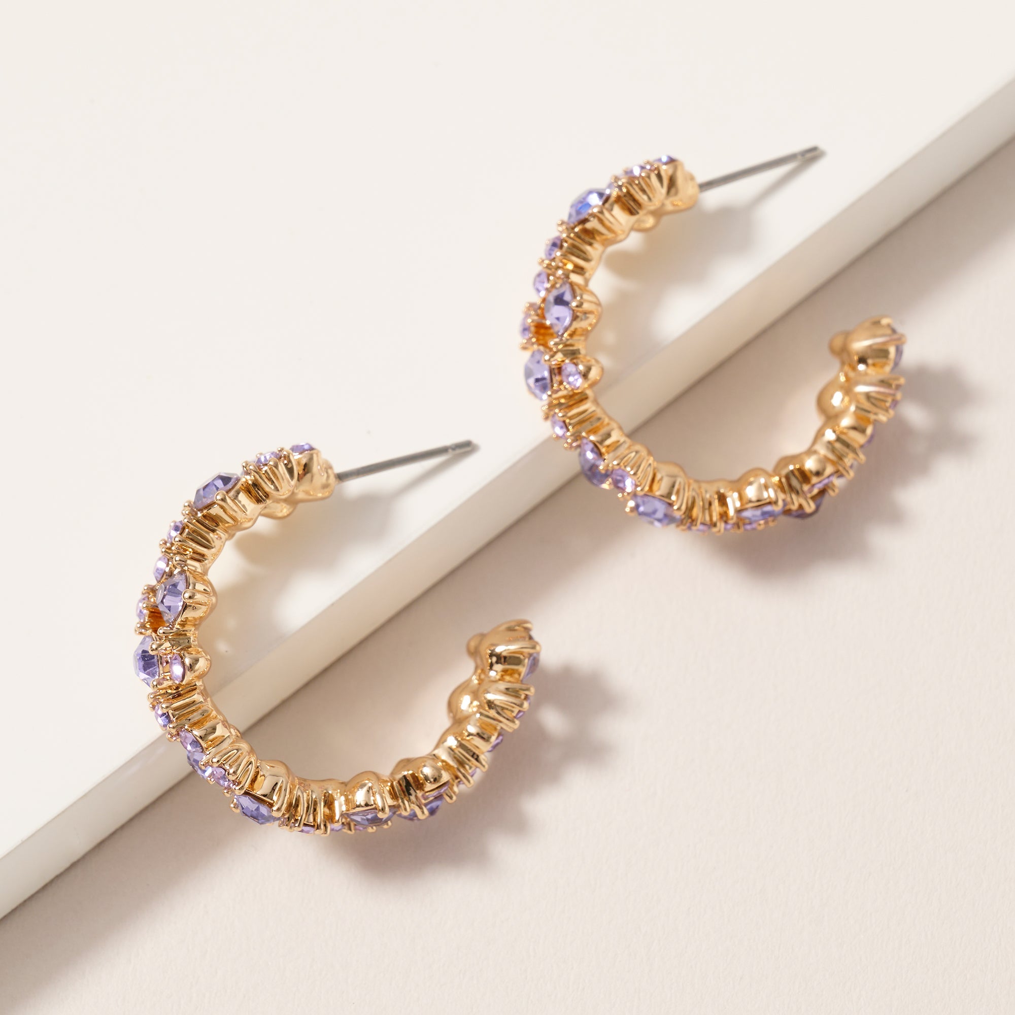 Rhinestones Open Hoop Earrings