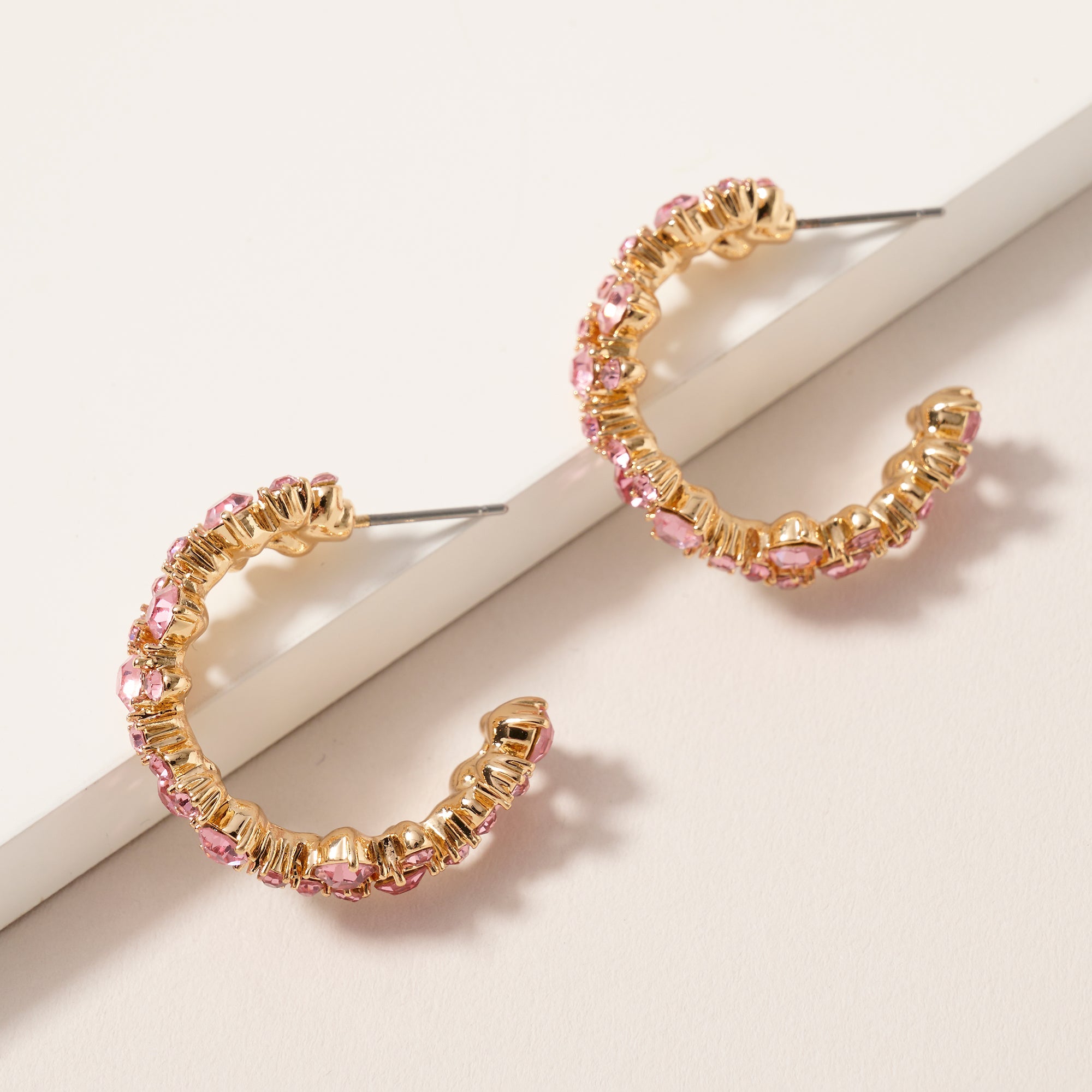 Rhinestones Open Hoop Earrings