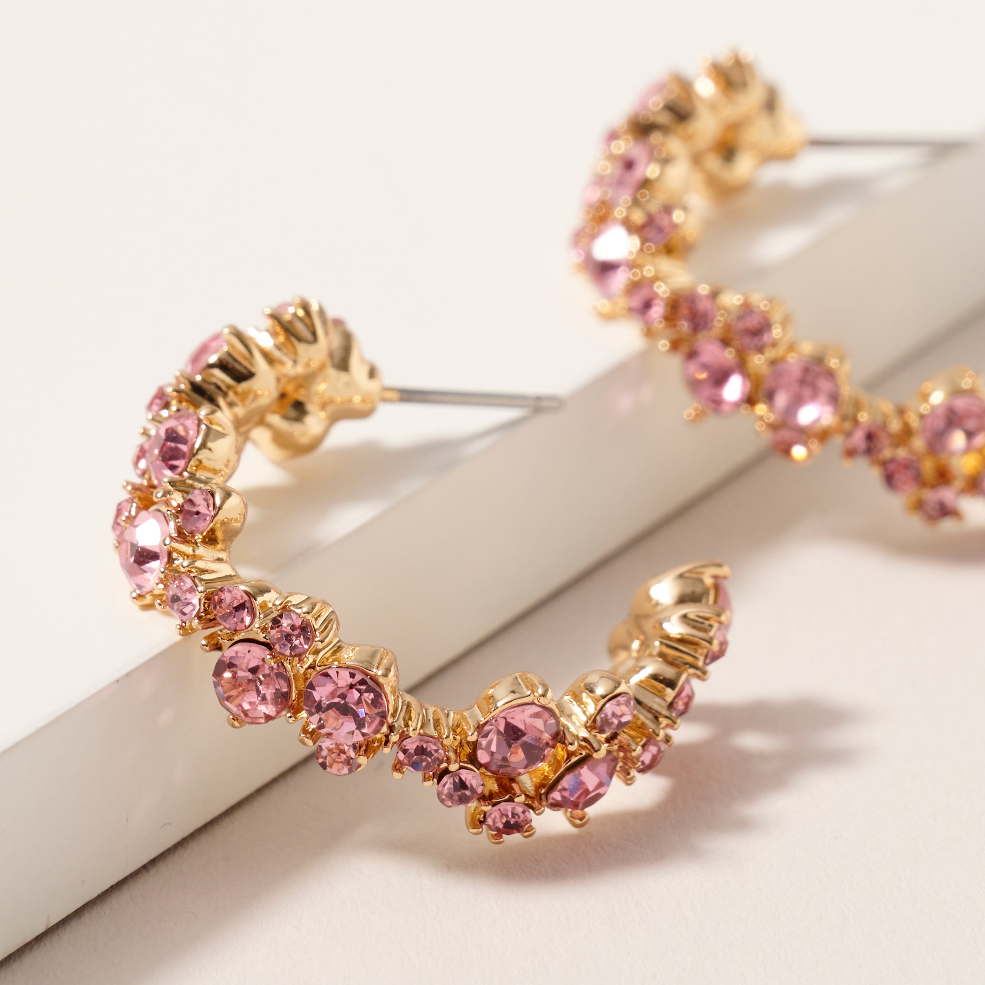 Rhinestones Open Hoop Earrings