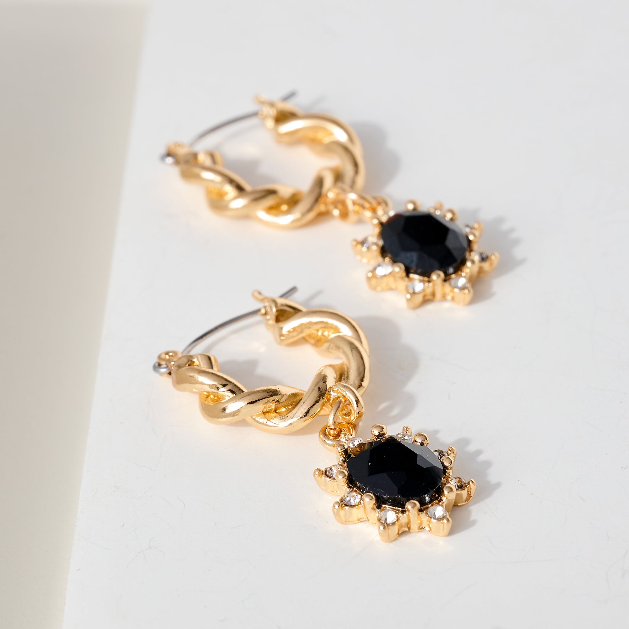 Rhinestone Dangling Hoop Earrings