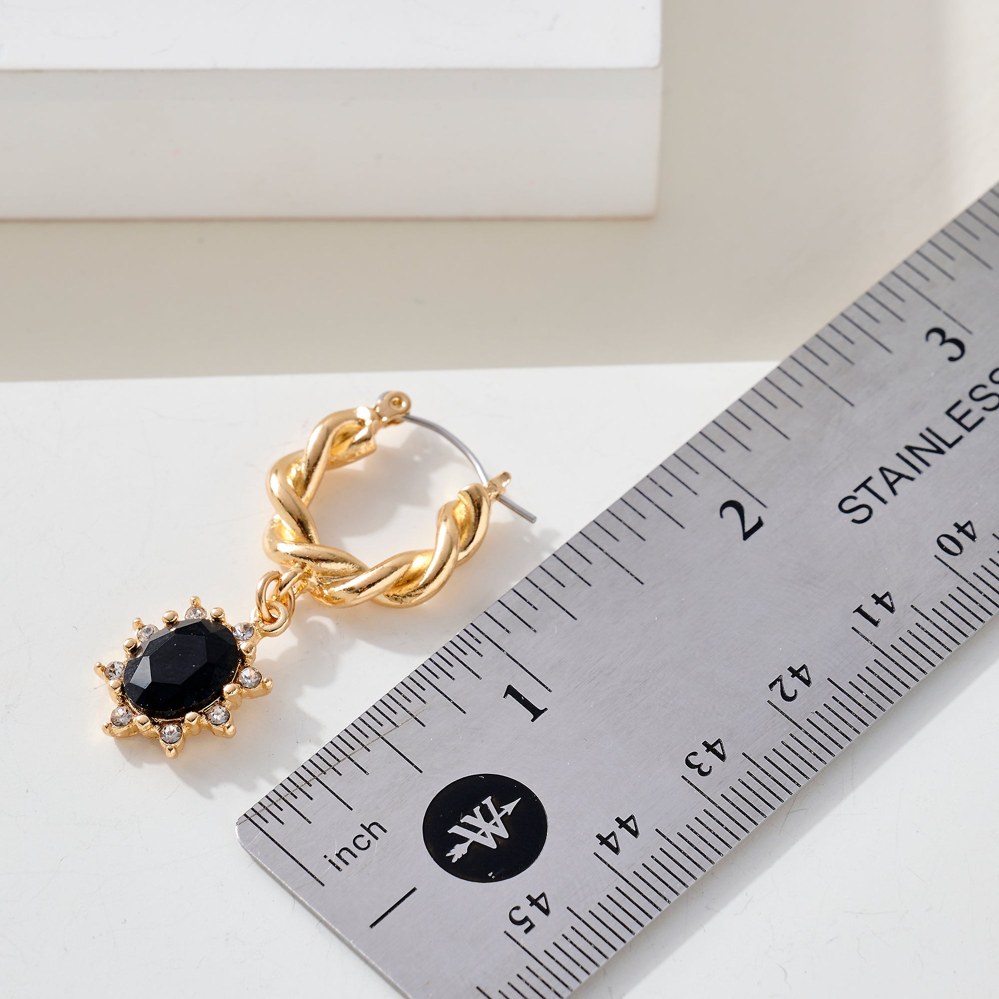 Rhinestone Dangling Hoop Earrings