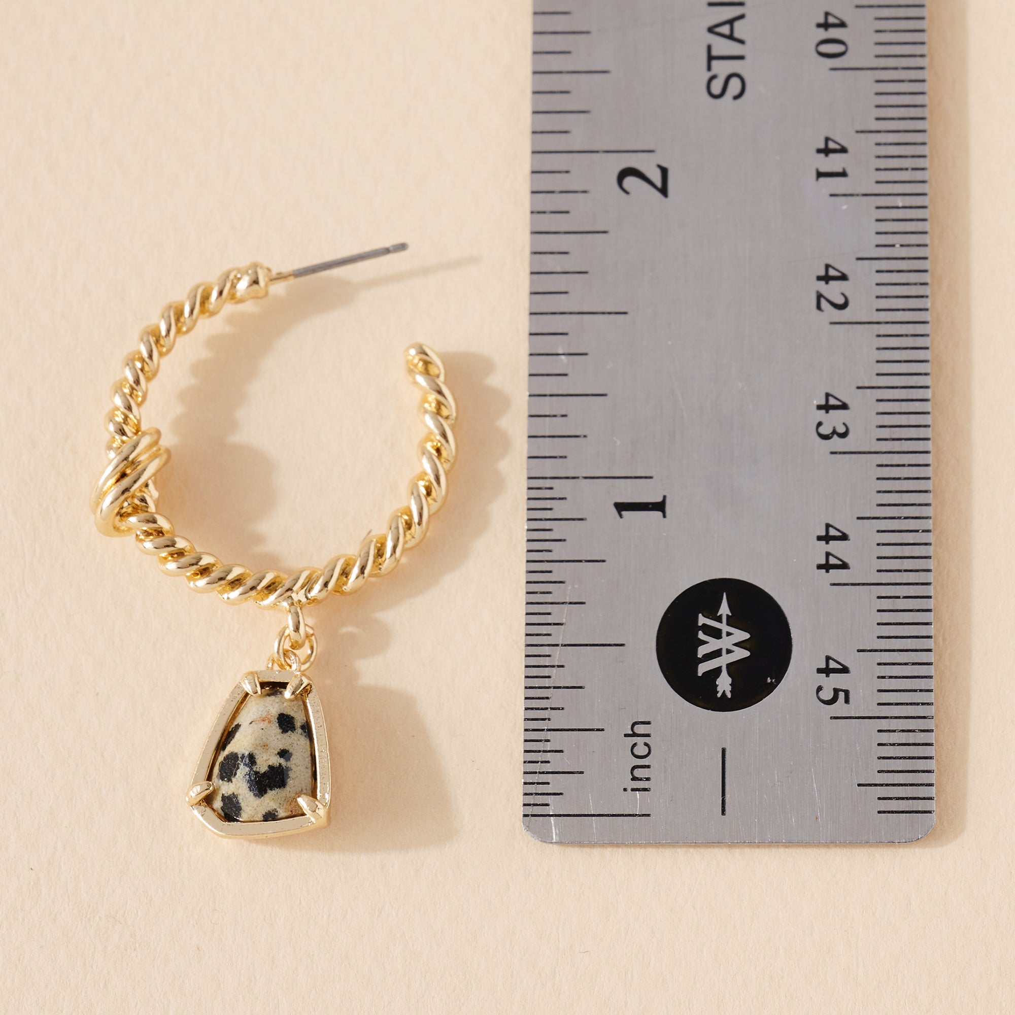 Stone Dangling Hoop Earrings