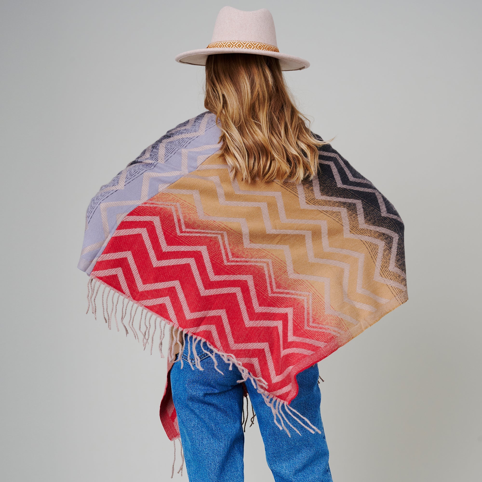 Gradient Aztec Print Poncho