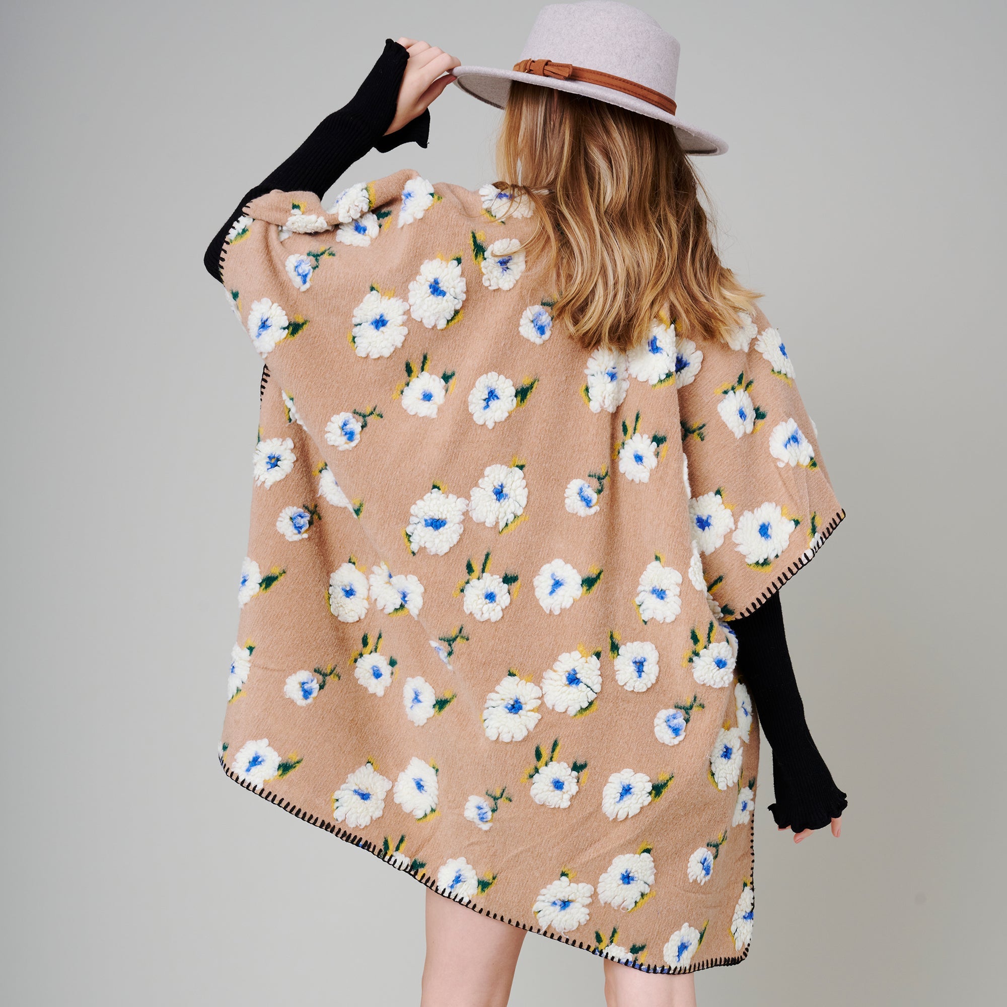 Floral Print Poncho