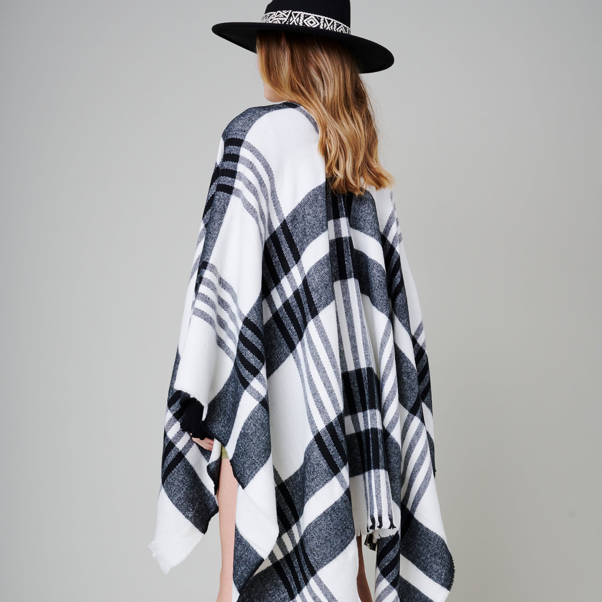Plaid Print Poncho