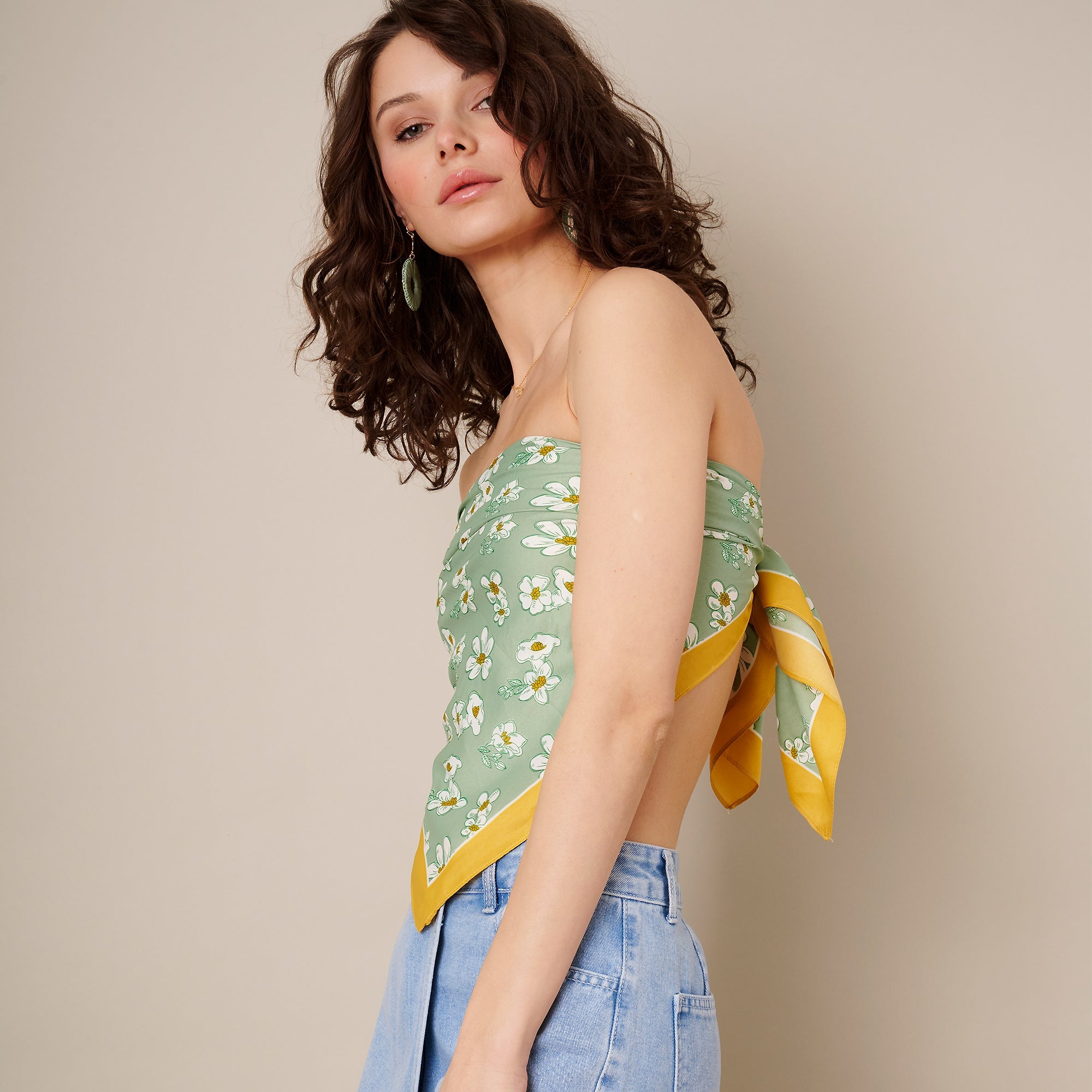 Floral Printed Silky Twill Scarf