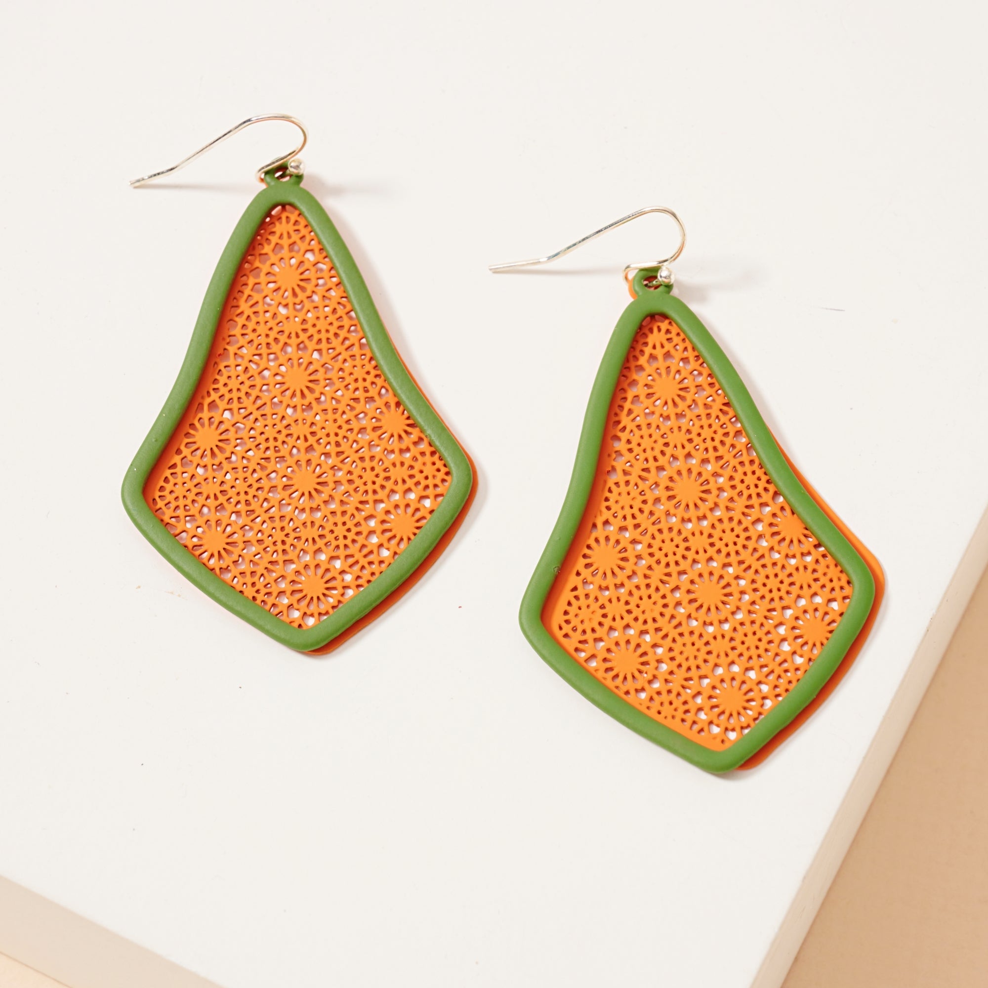 Geometric Two Tone Dangle Earrings