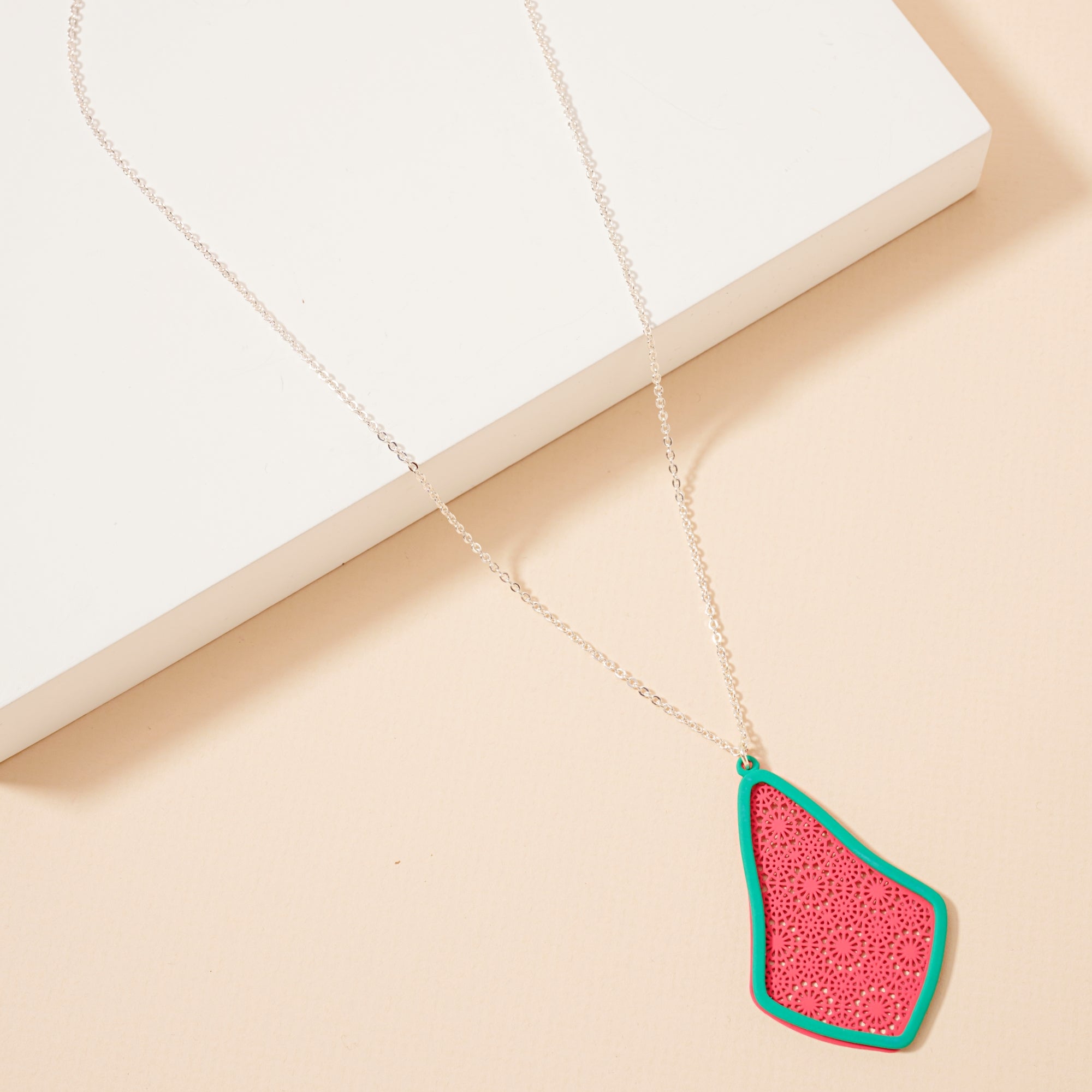 Geometric Two Tone Pendant Necklace