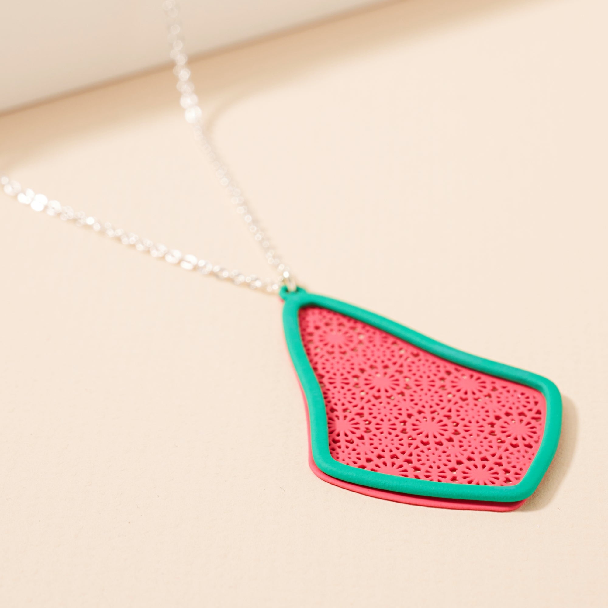 Geometric Two Tone Pendant Necklace