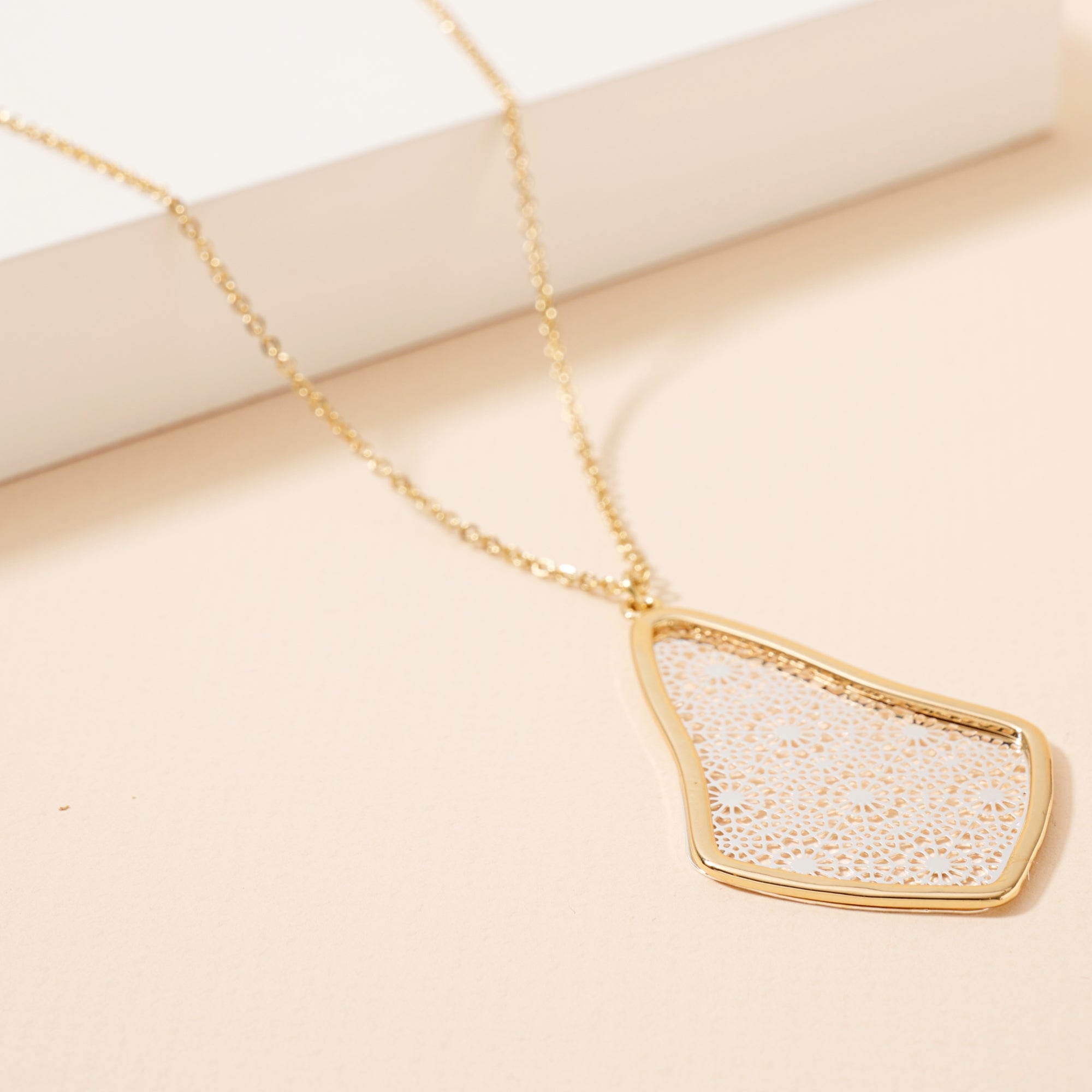 Geometric Two Tone Pendant Necklace