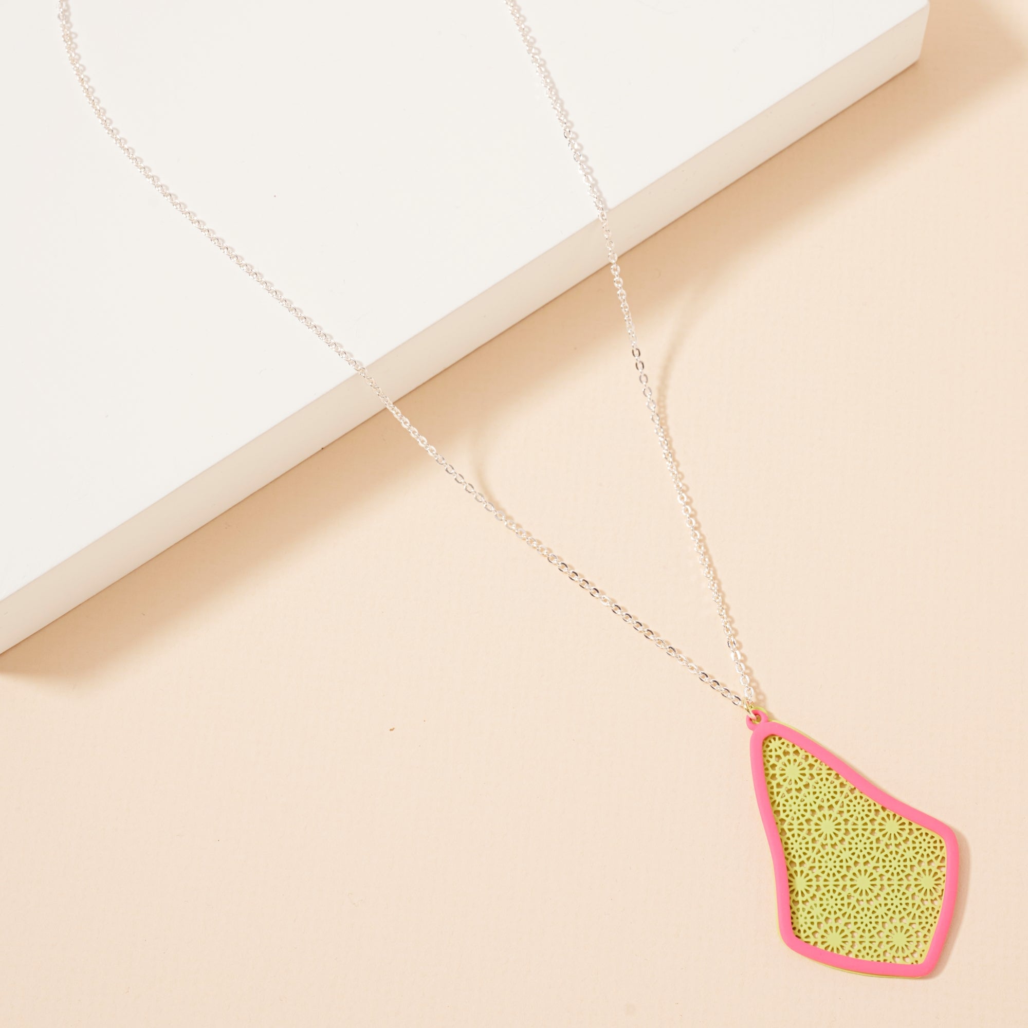 Geometric Two Tone Pendant Necklace