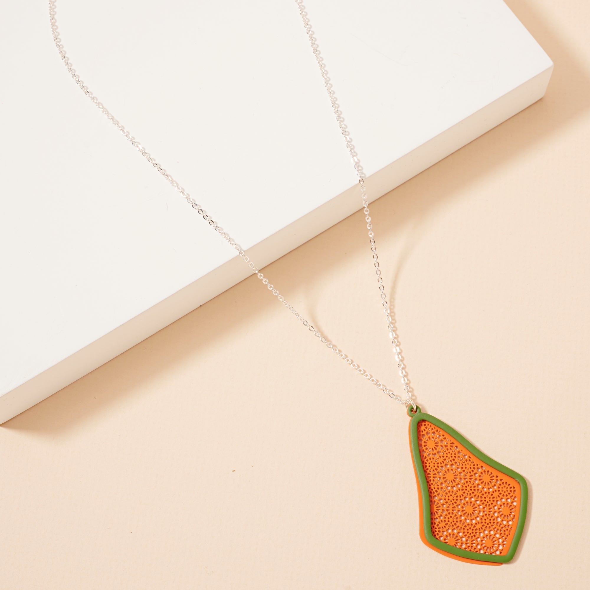 Geometric Two Tone Pendant Necklace