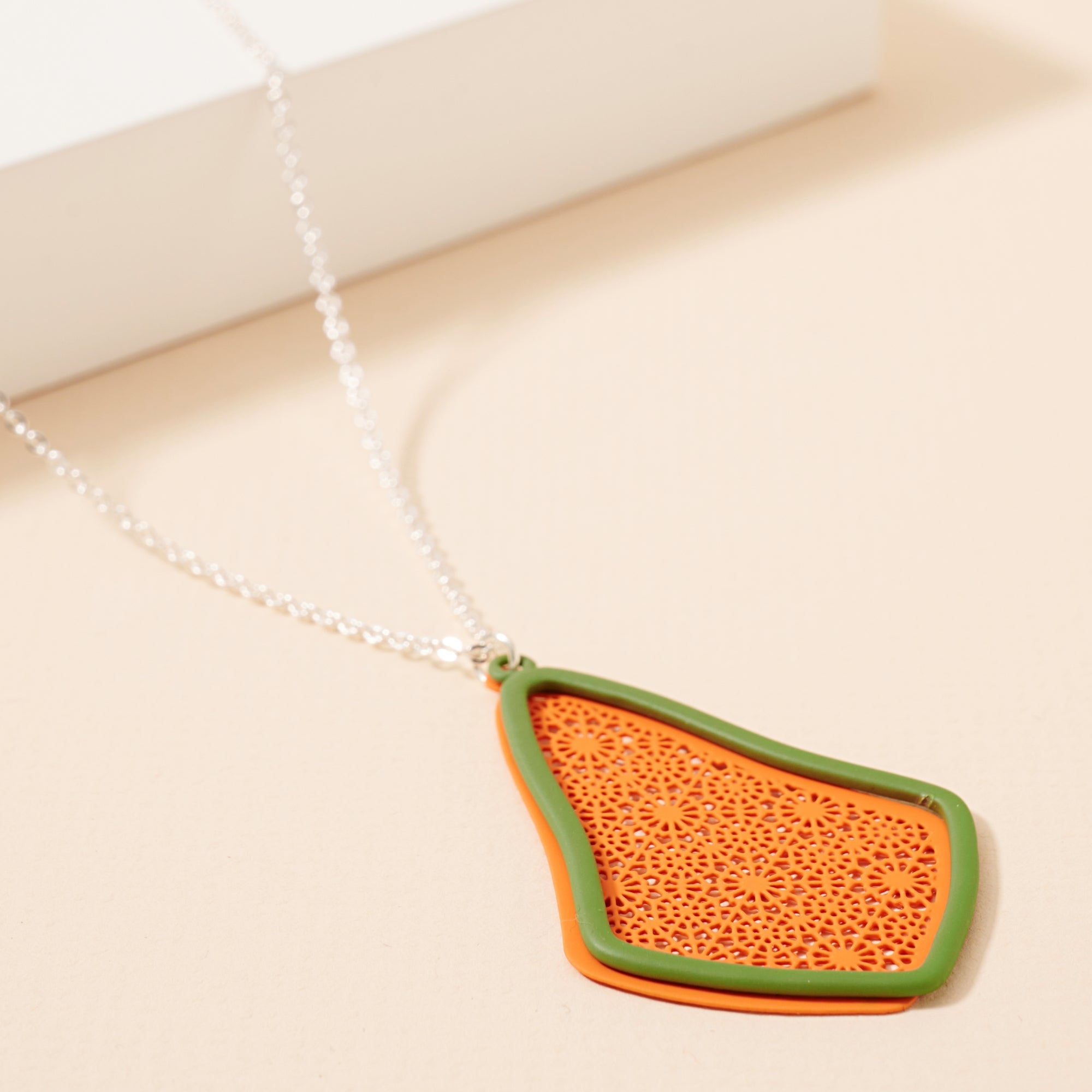 Geometric Two Tone Pendant Necklace