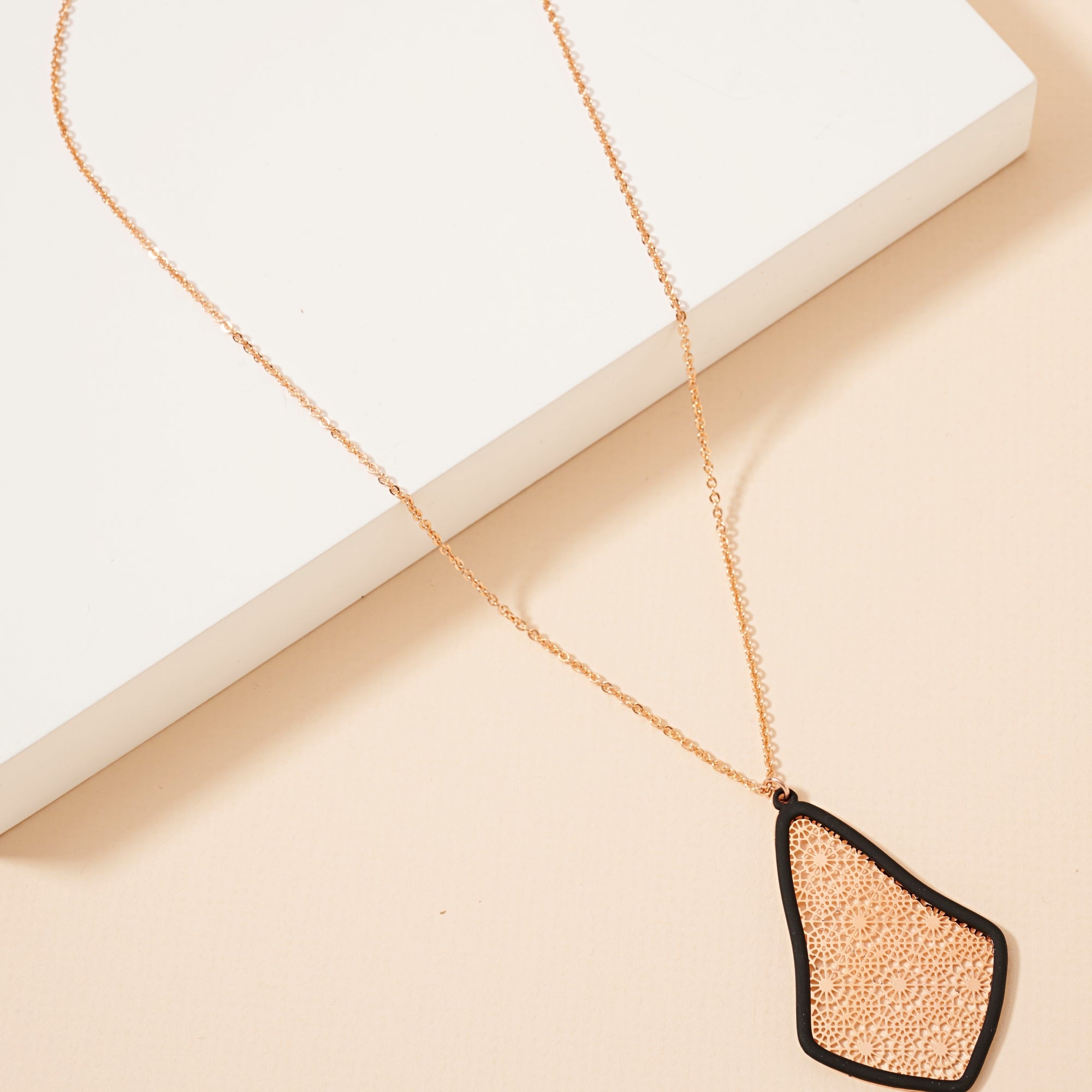 Geometric Two Tone Pendant Necklace