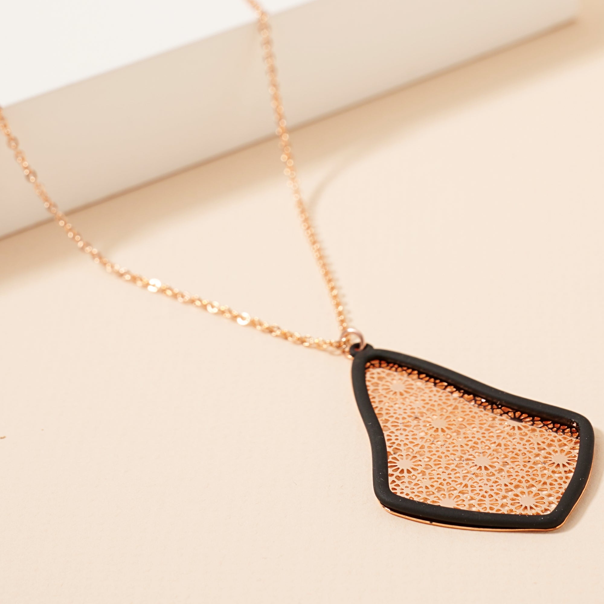 Geometric Two Tone Pendant Necklace