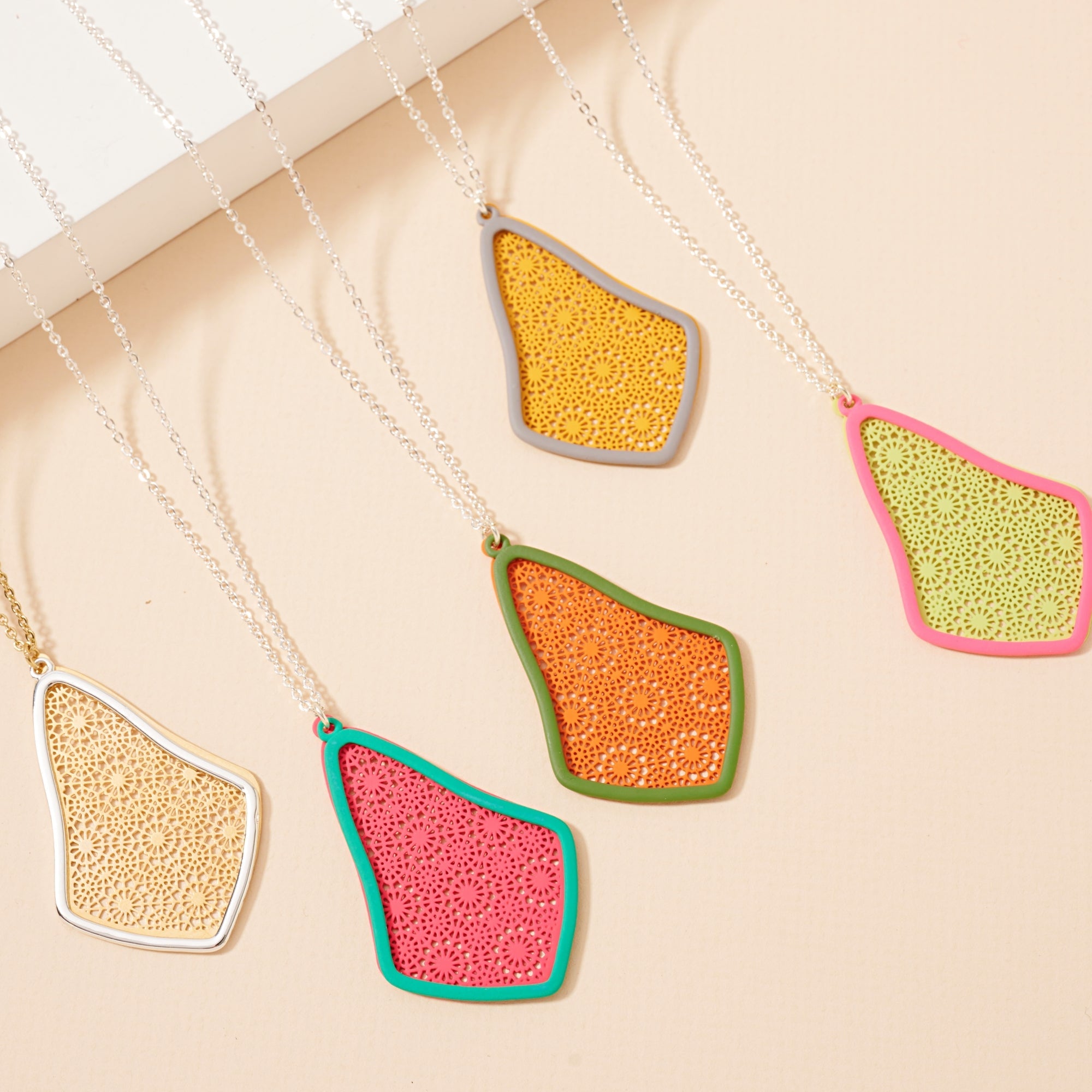 Geometric Two Tone Pendant Necklace